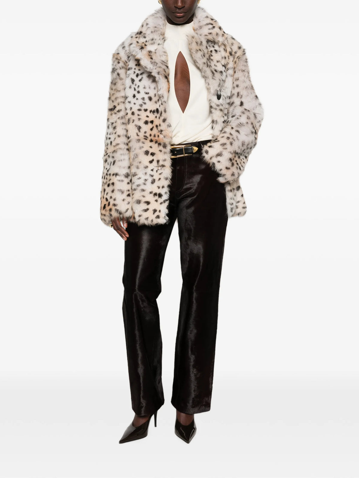 Cynthia leopard-print shearling coat