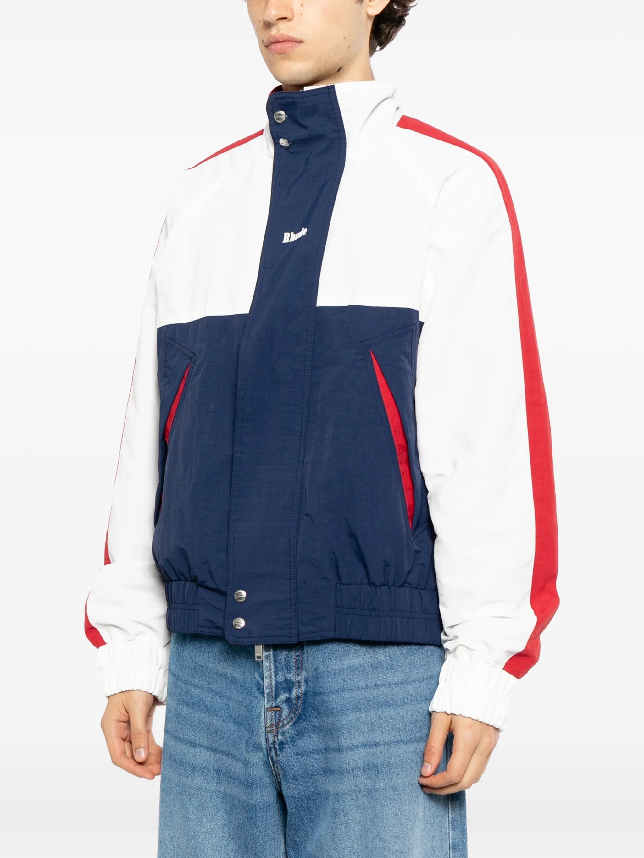 colour-block high-neck jacket