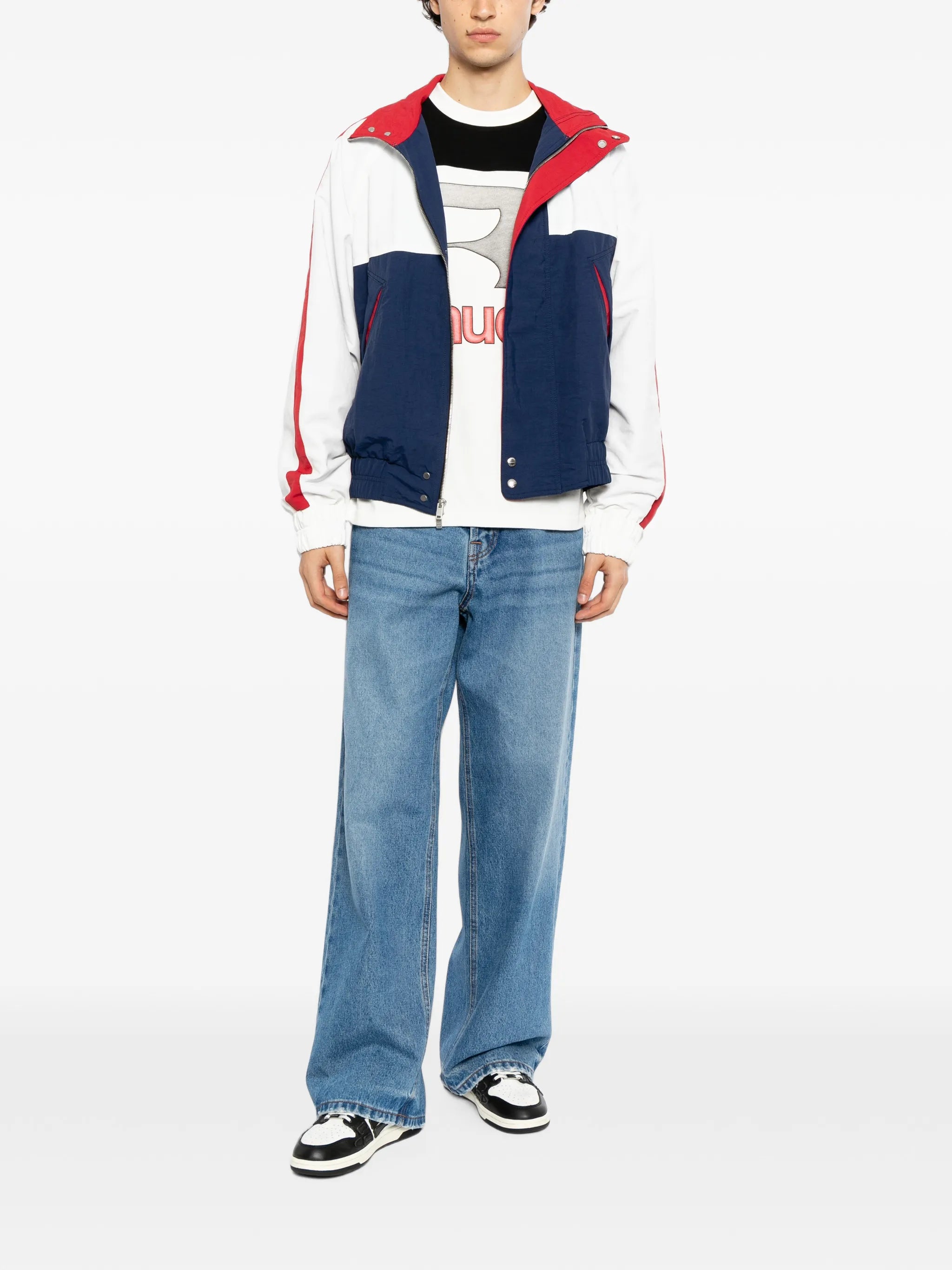 colour-block high-neck jacket