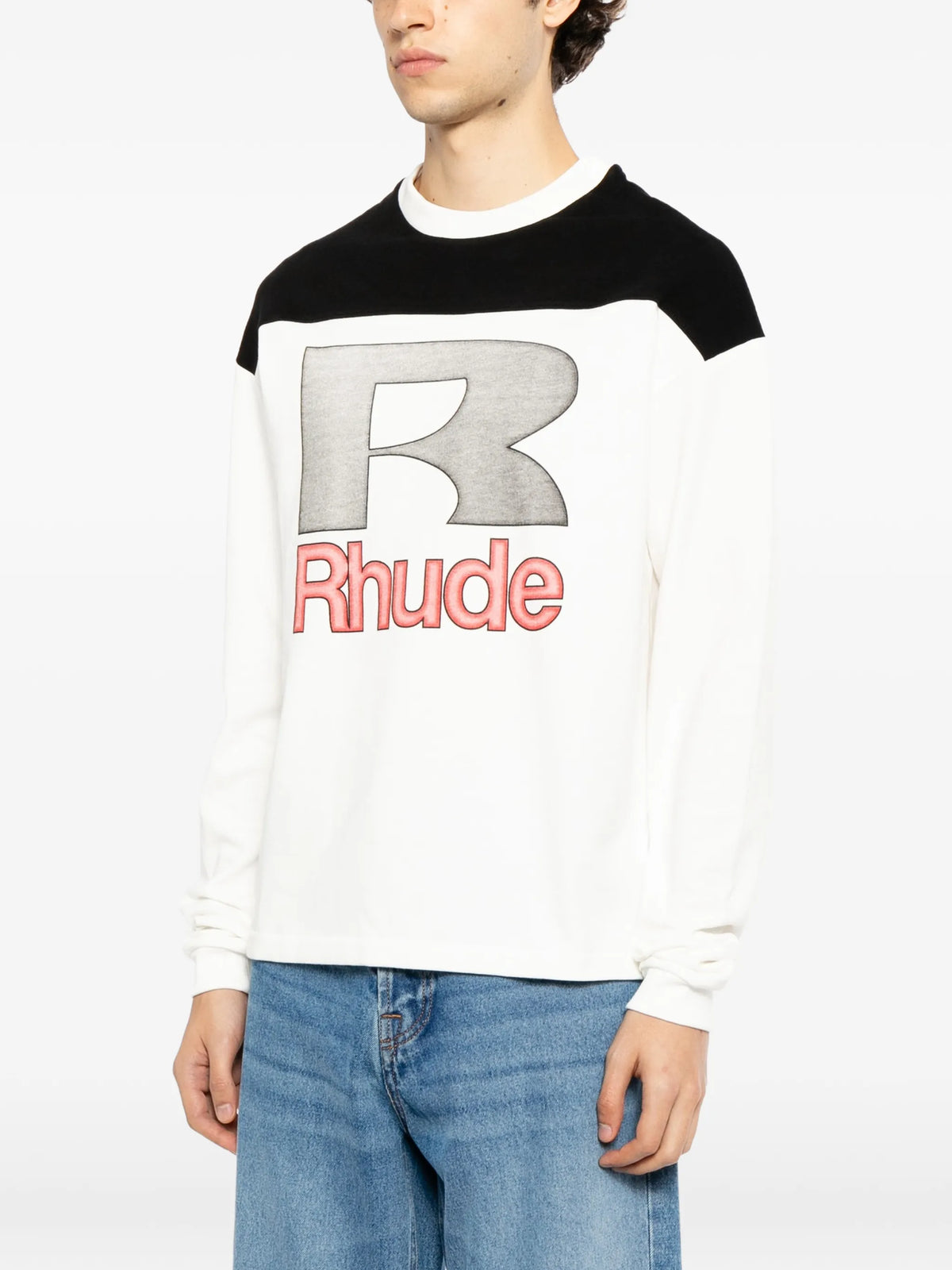 logo-print panelled T-shirt