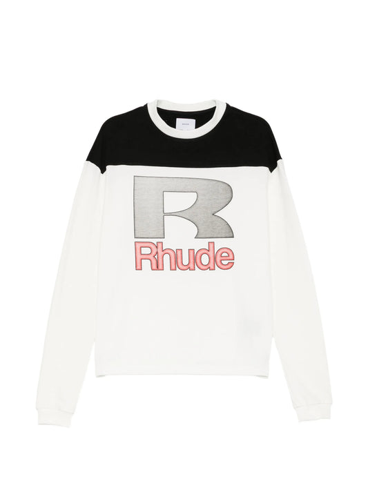 logo-print panelled T-shirt