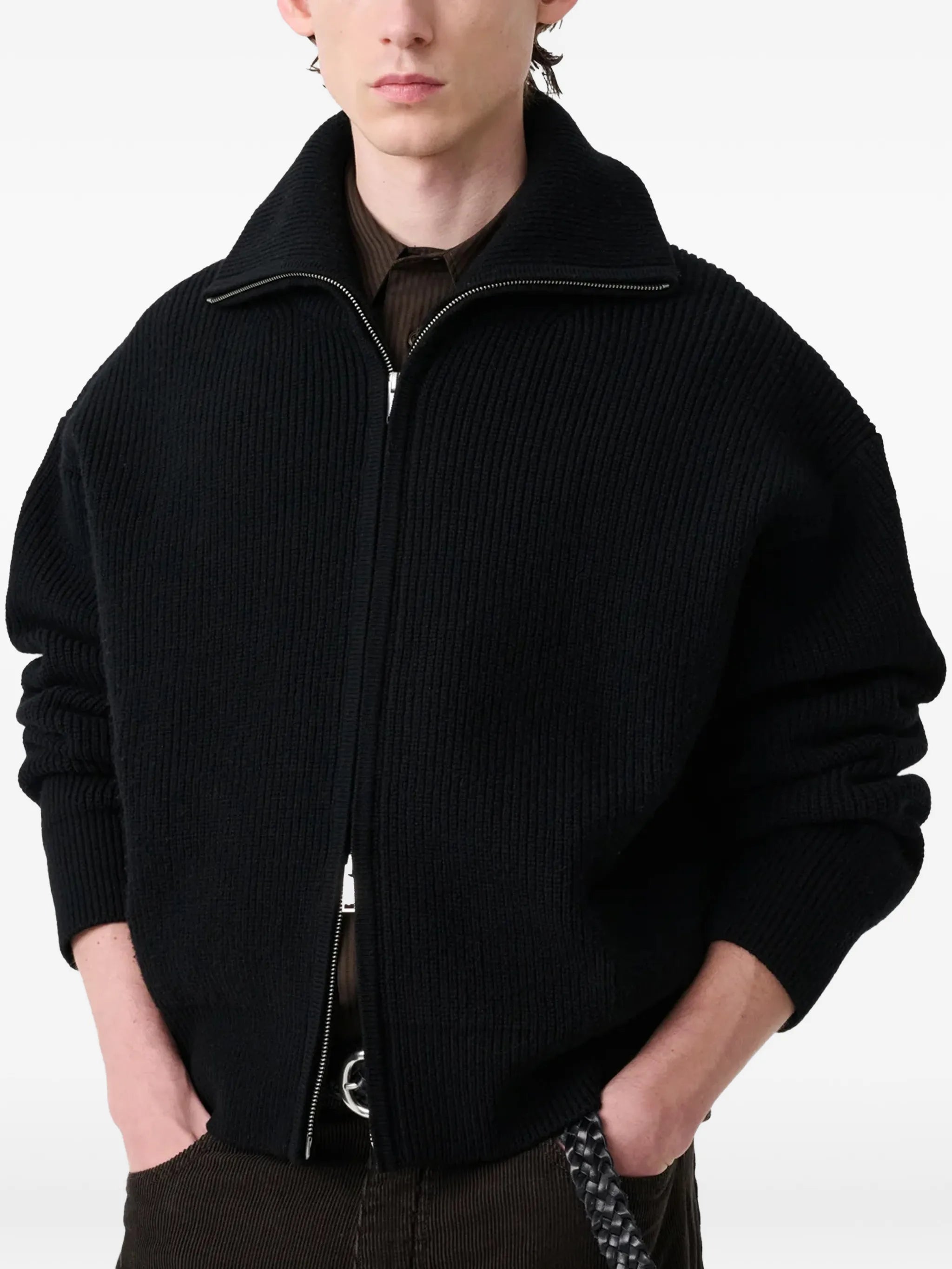 Sandos ribbed-knit cardigan