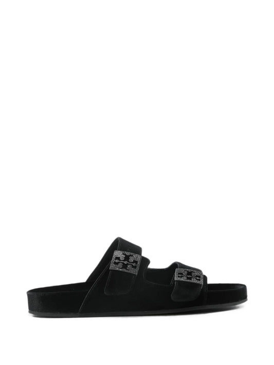 velvet buckle-fastening sandals