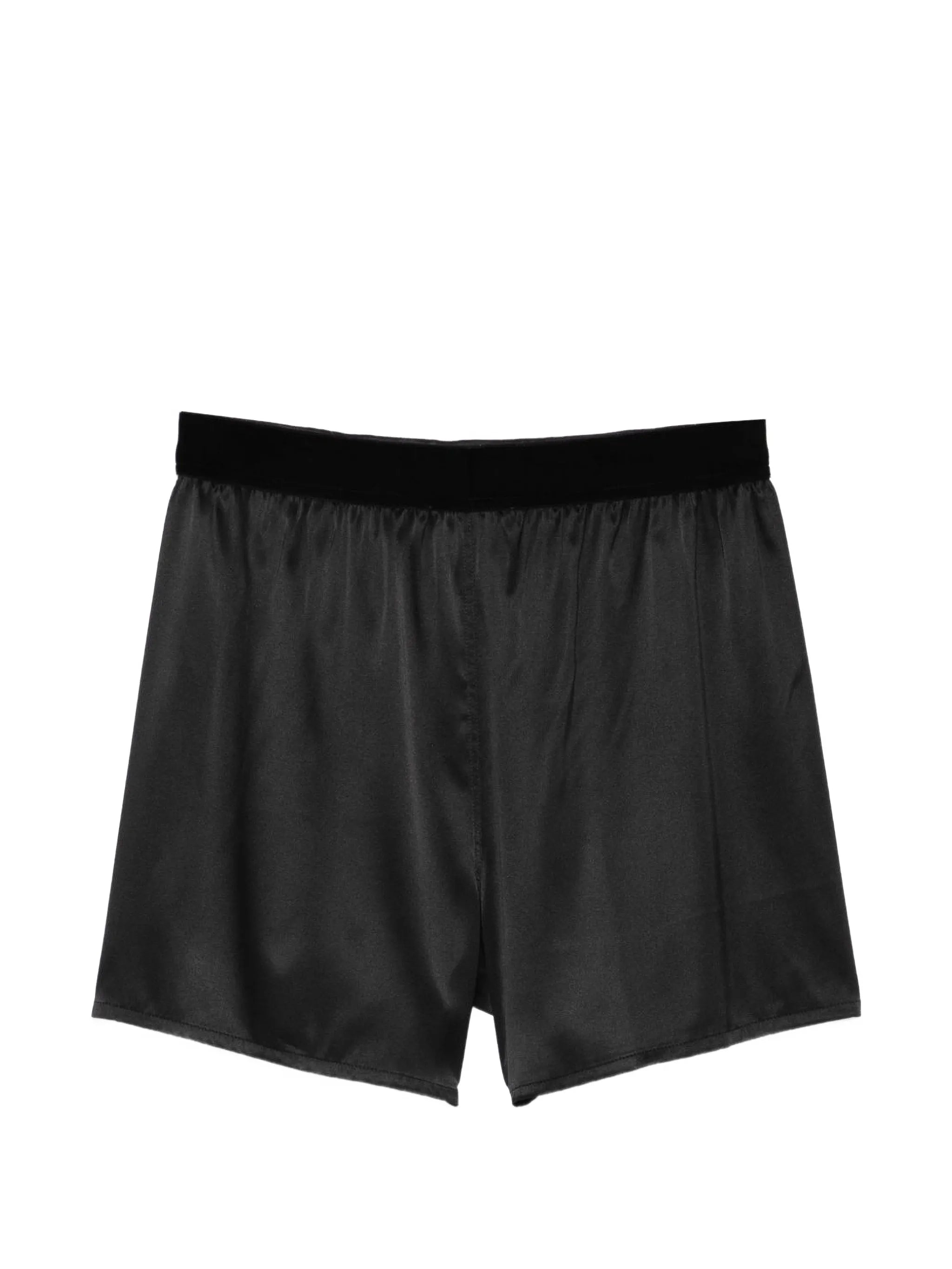 logo-embroidered elasticated-waistband silk shorts