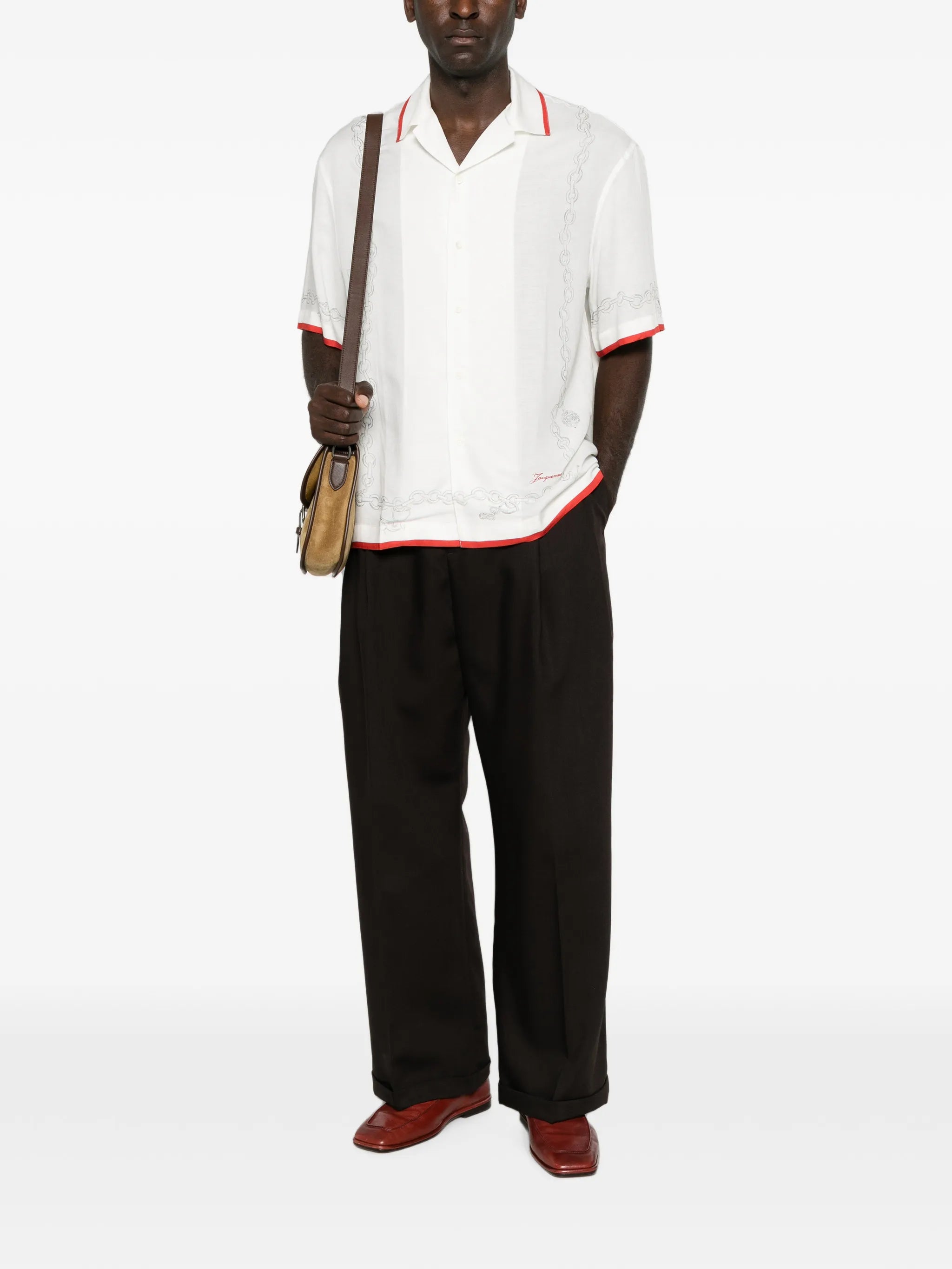 chain-print short-sleeve shirt