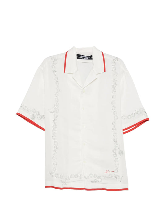 chain-print short-sleeve shirt