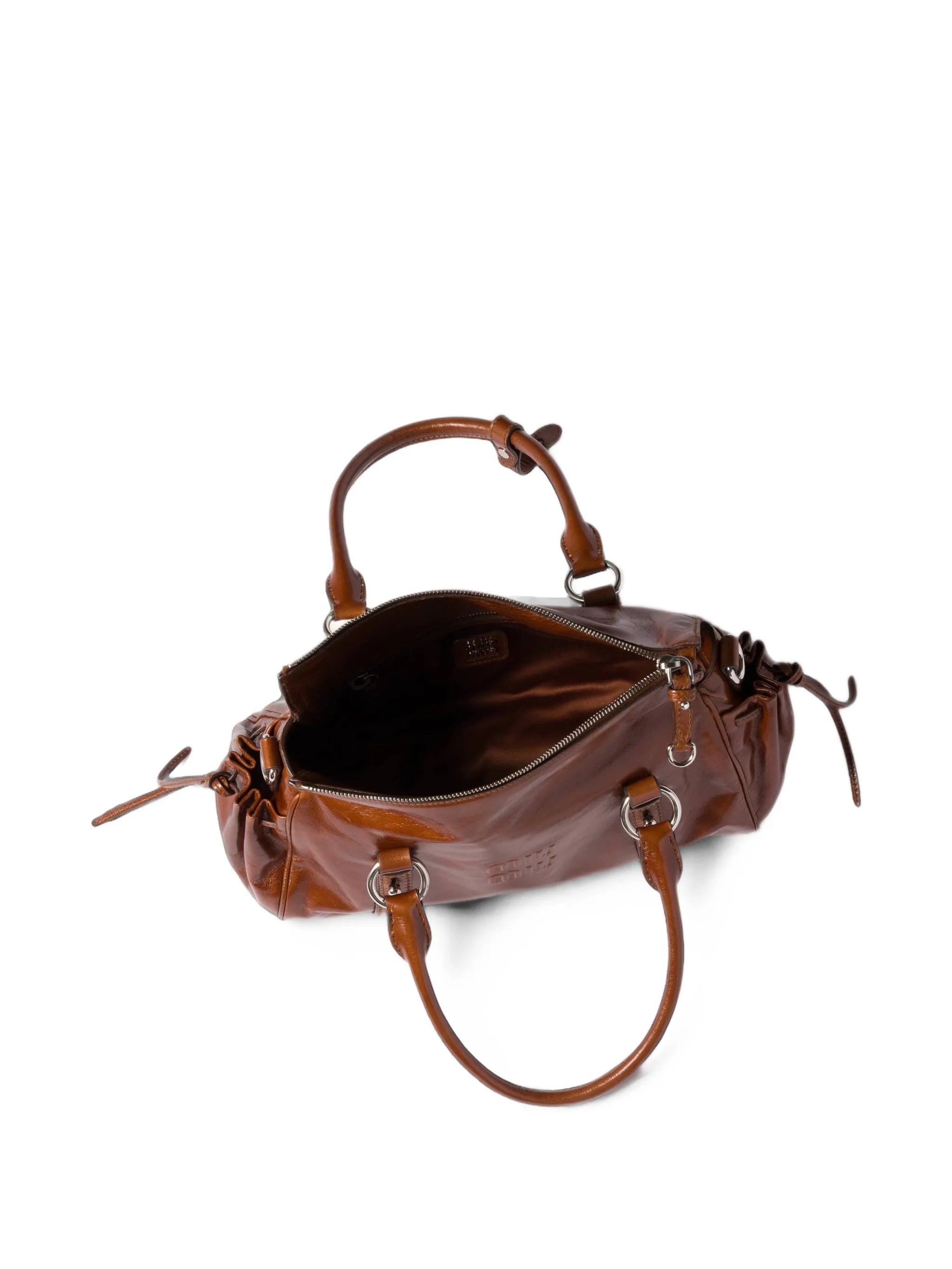 logo-embossed leather tote bag