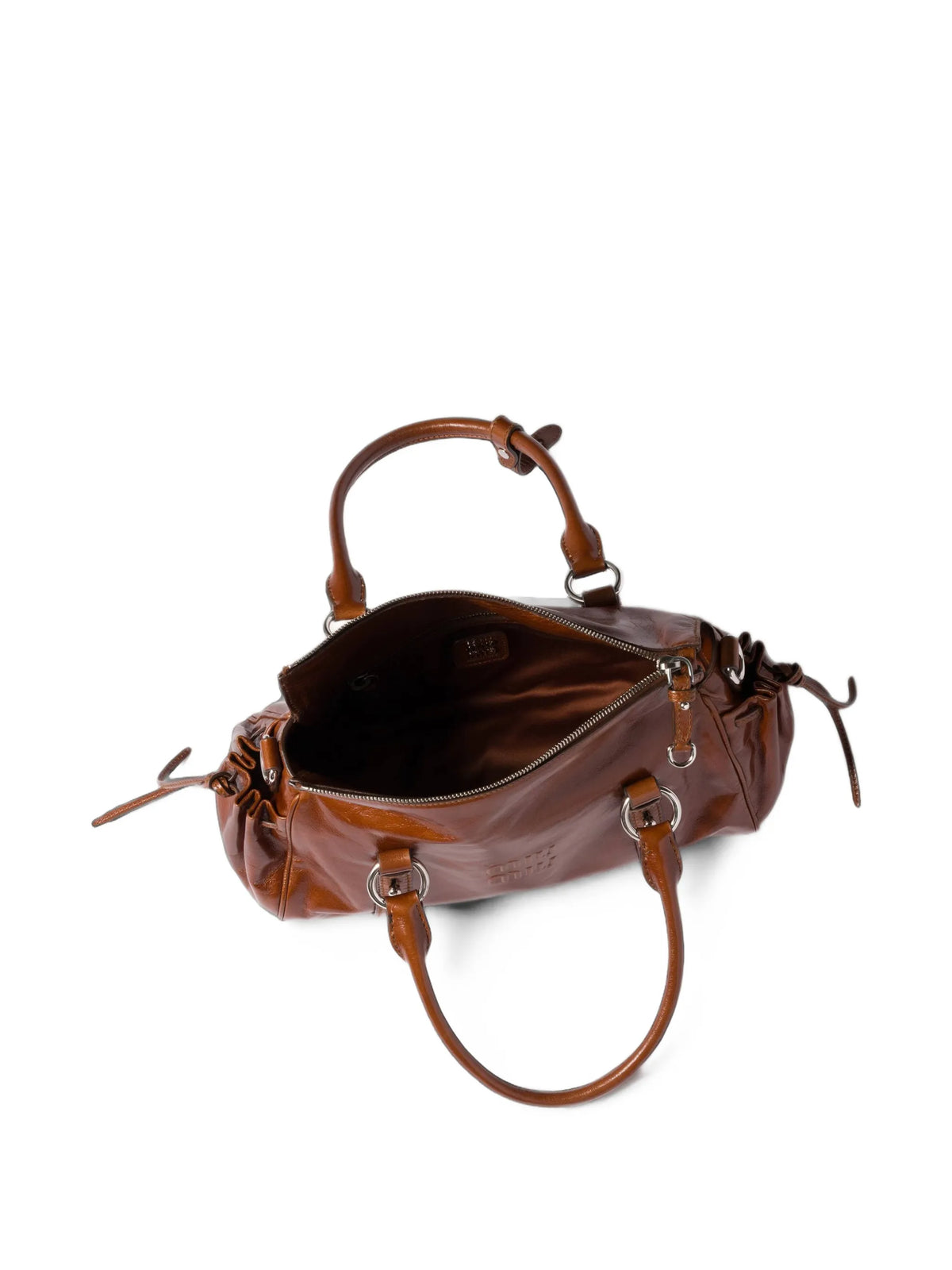 logo-embossed leather tote bag