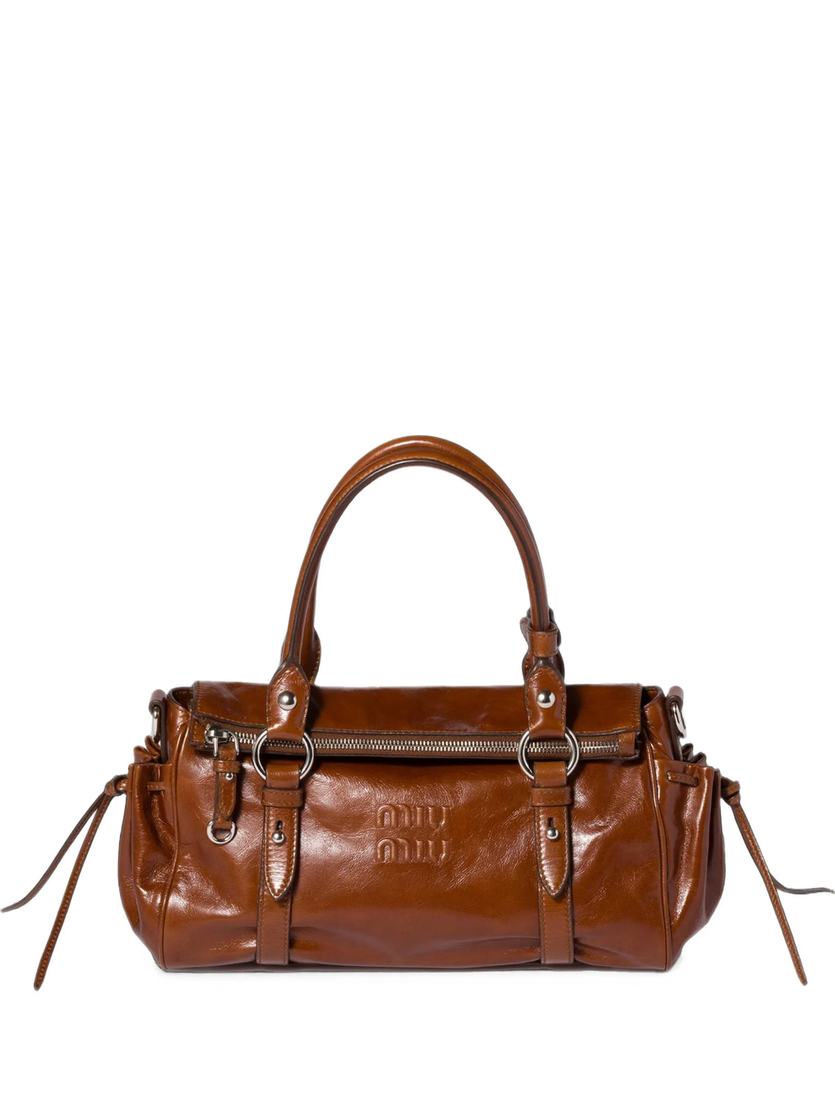 logo-embossed leather tote bag