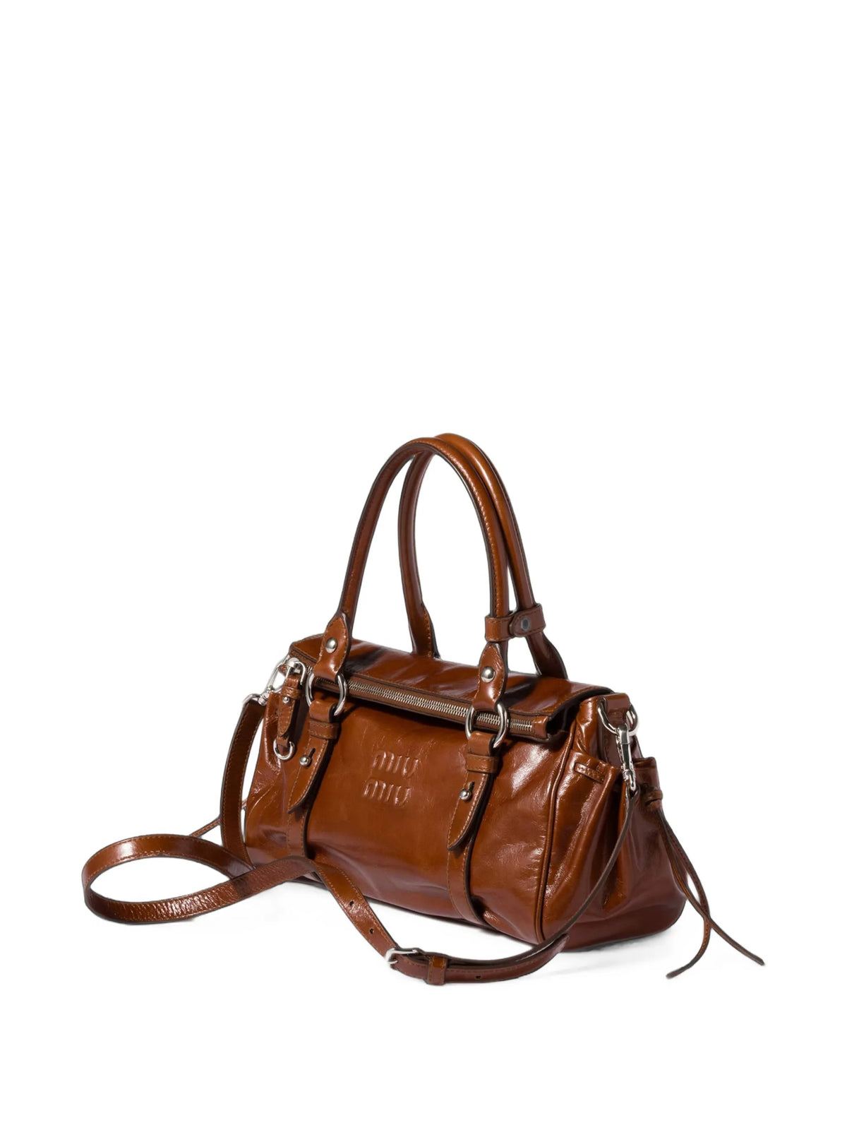 logo-embossed leather tote bag