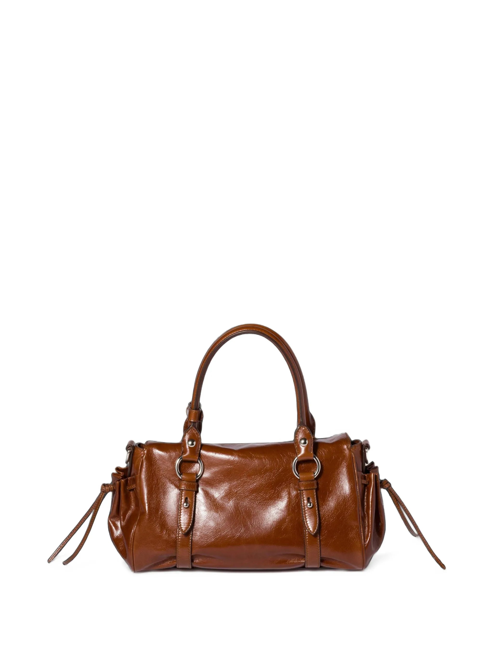 logo-embossed leather tote bag