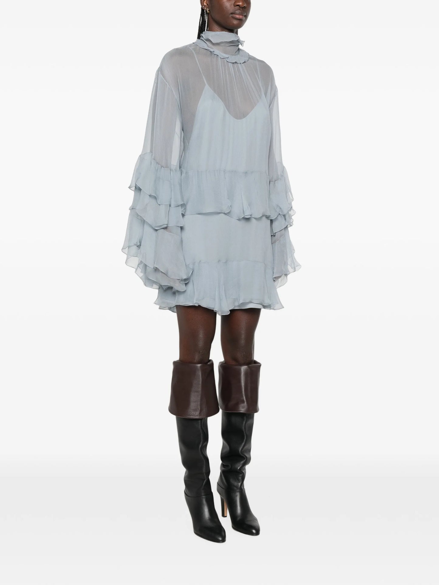 ruffled silk mini dress