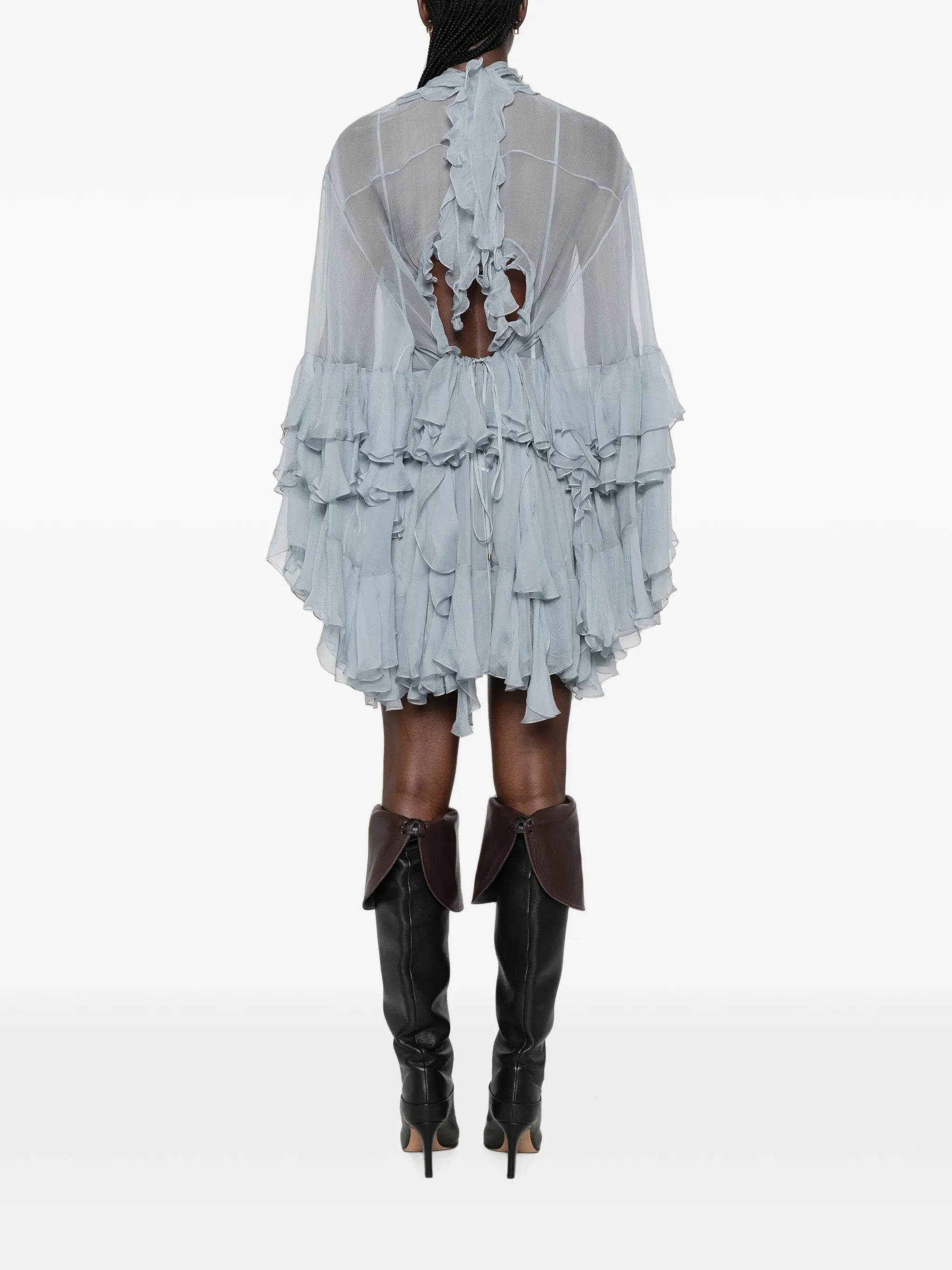 ruffled silk mini dress