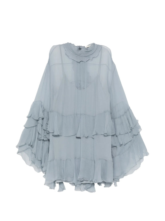 ruffled silk mini dress