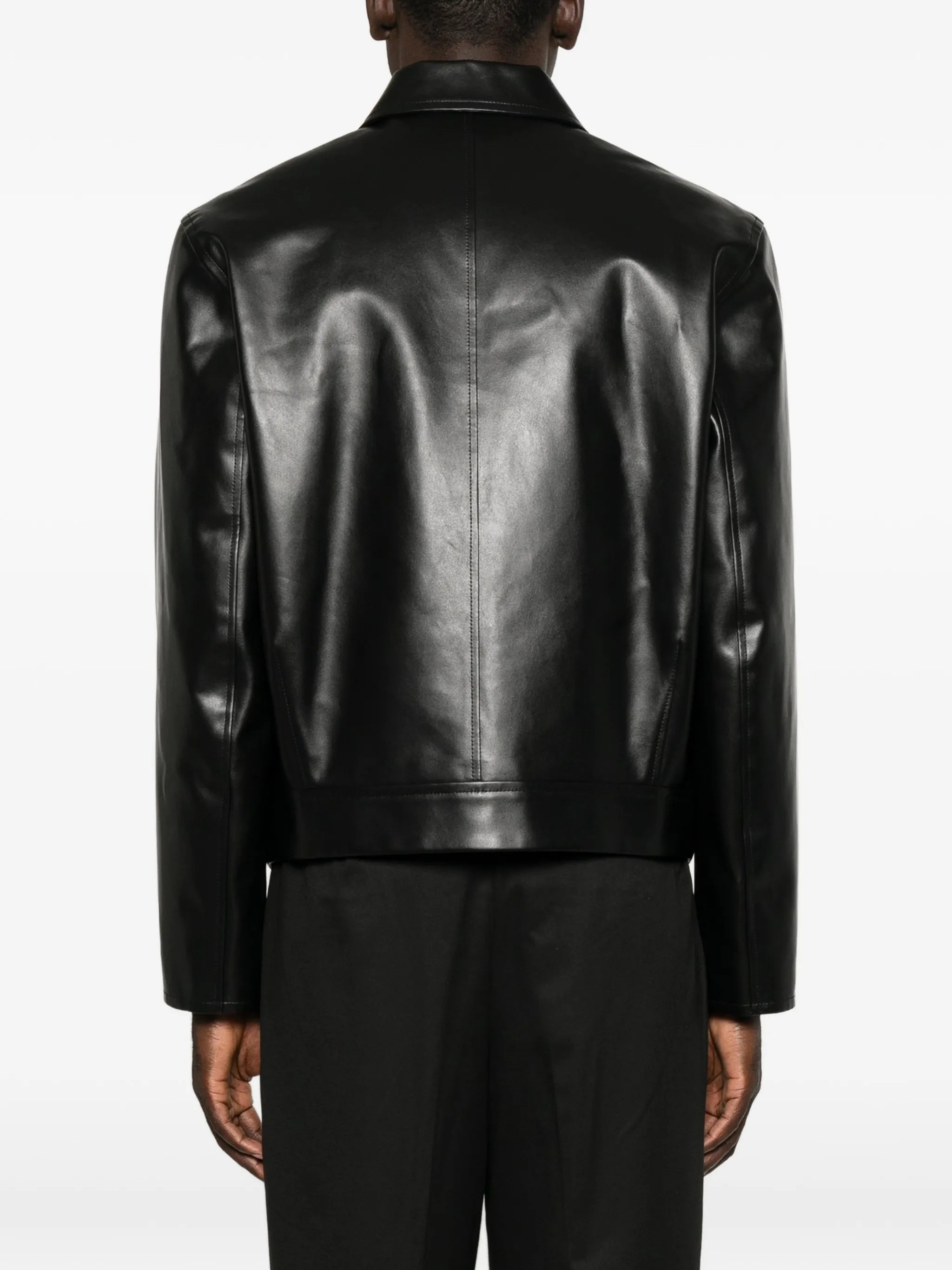 zip-up leather jacket