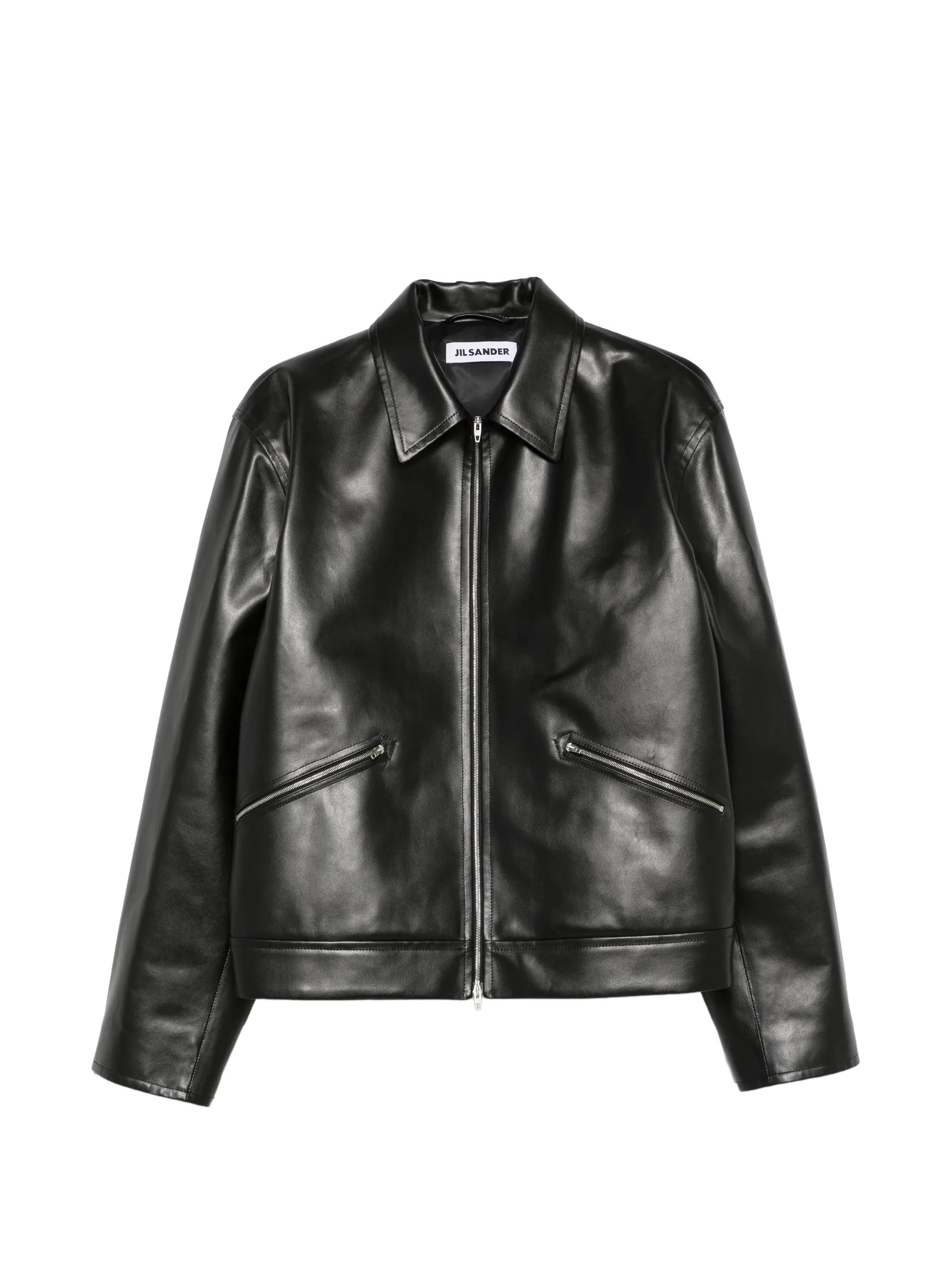 zip-up leather jacket