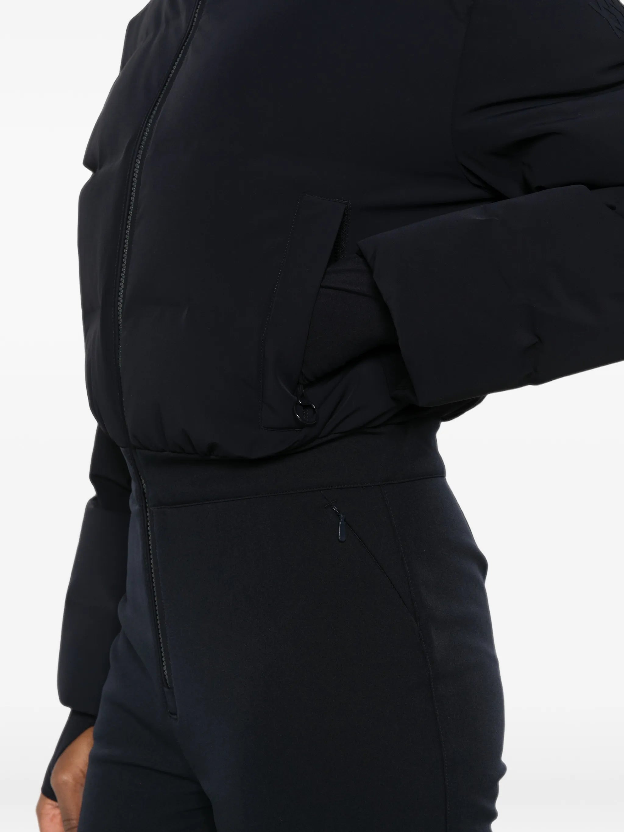 Aurora hooded quilted ski suit