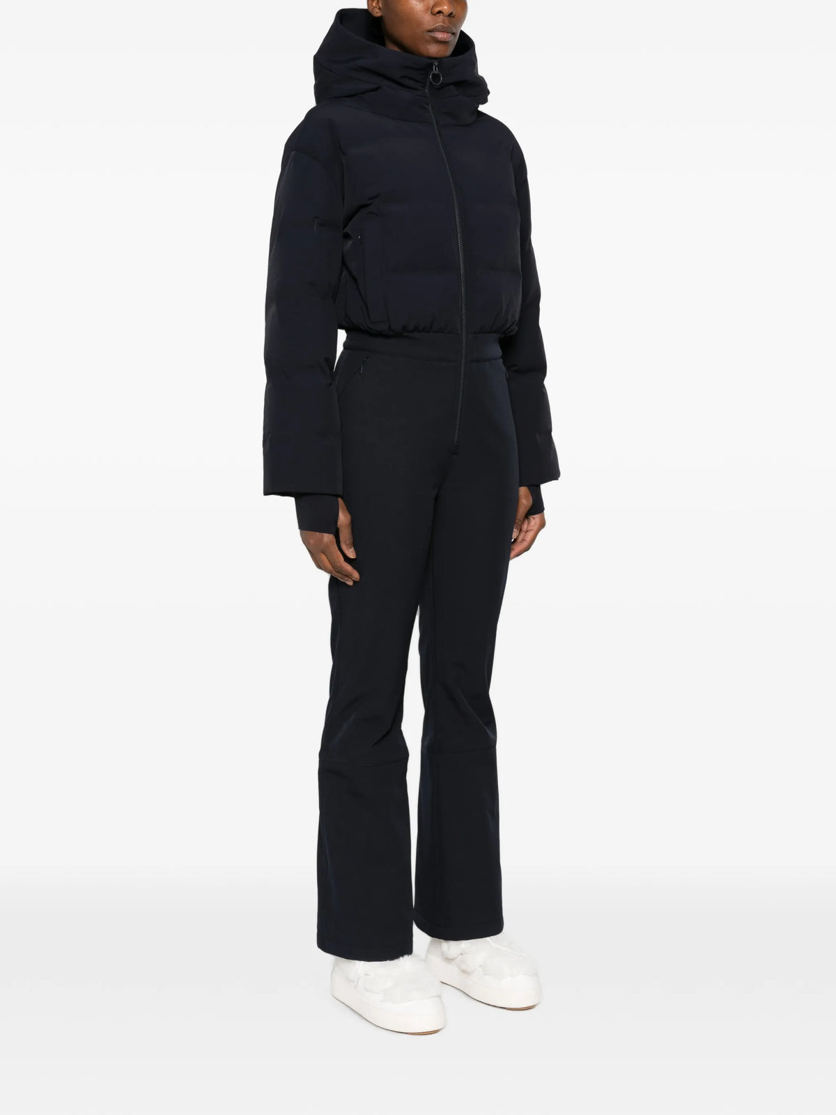 Aurora hooded quilted ski suit