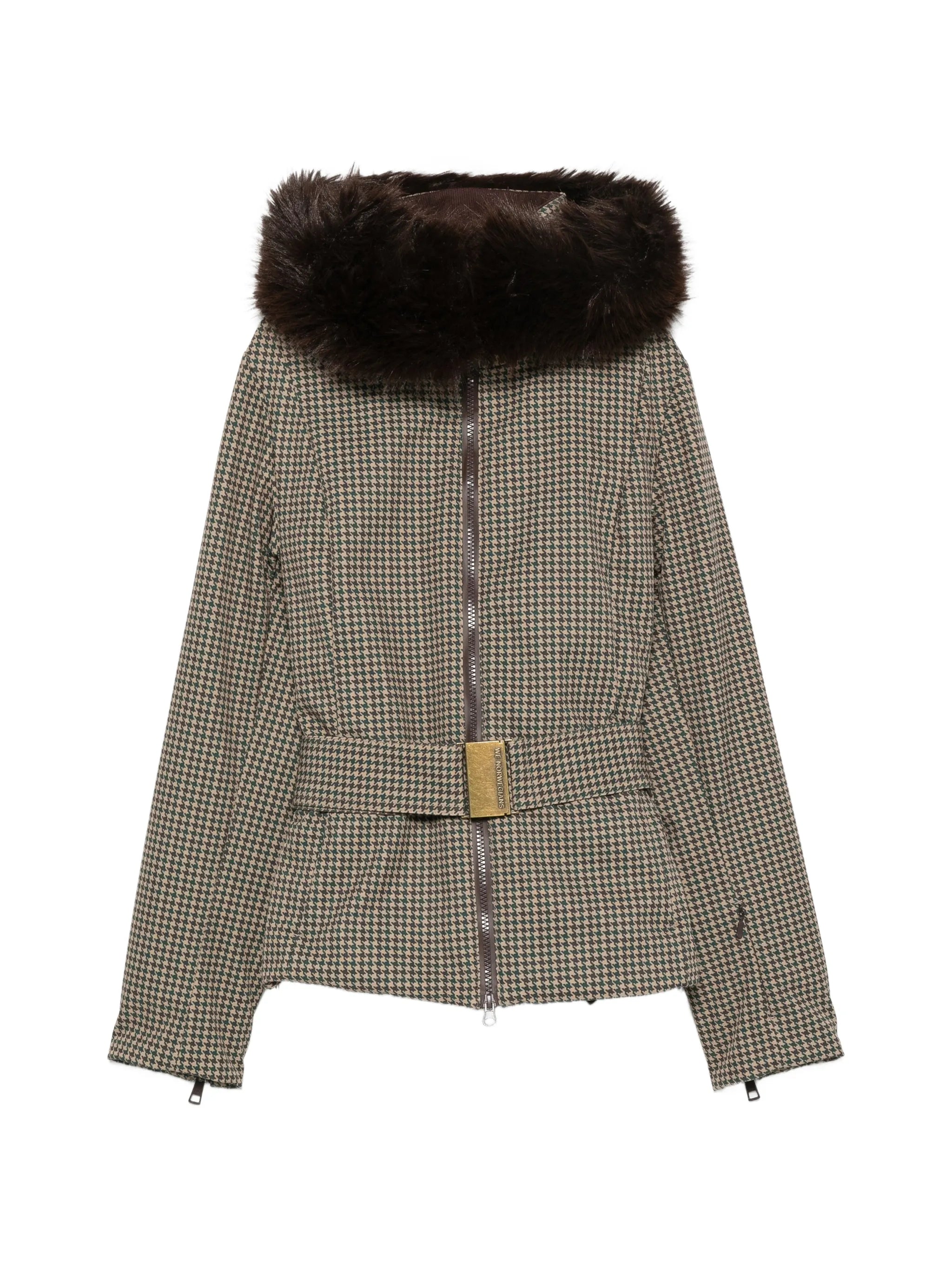 Glenshee houndstooth belted ski jacket