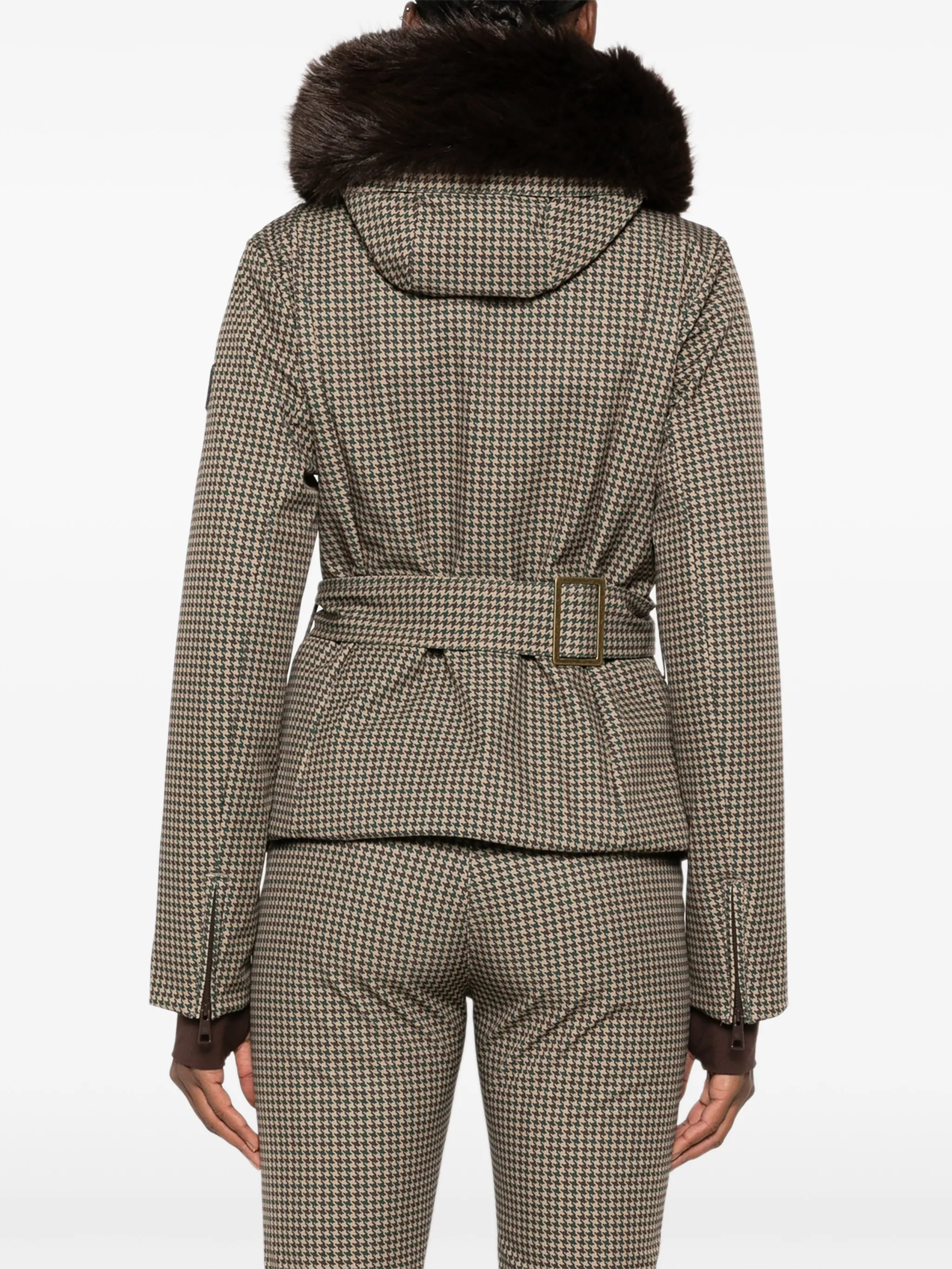 Glenshee houndstooth belted ski jacket