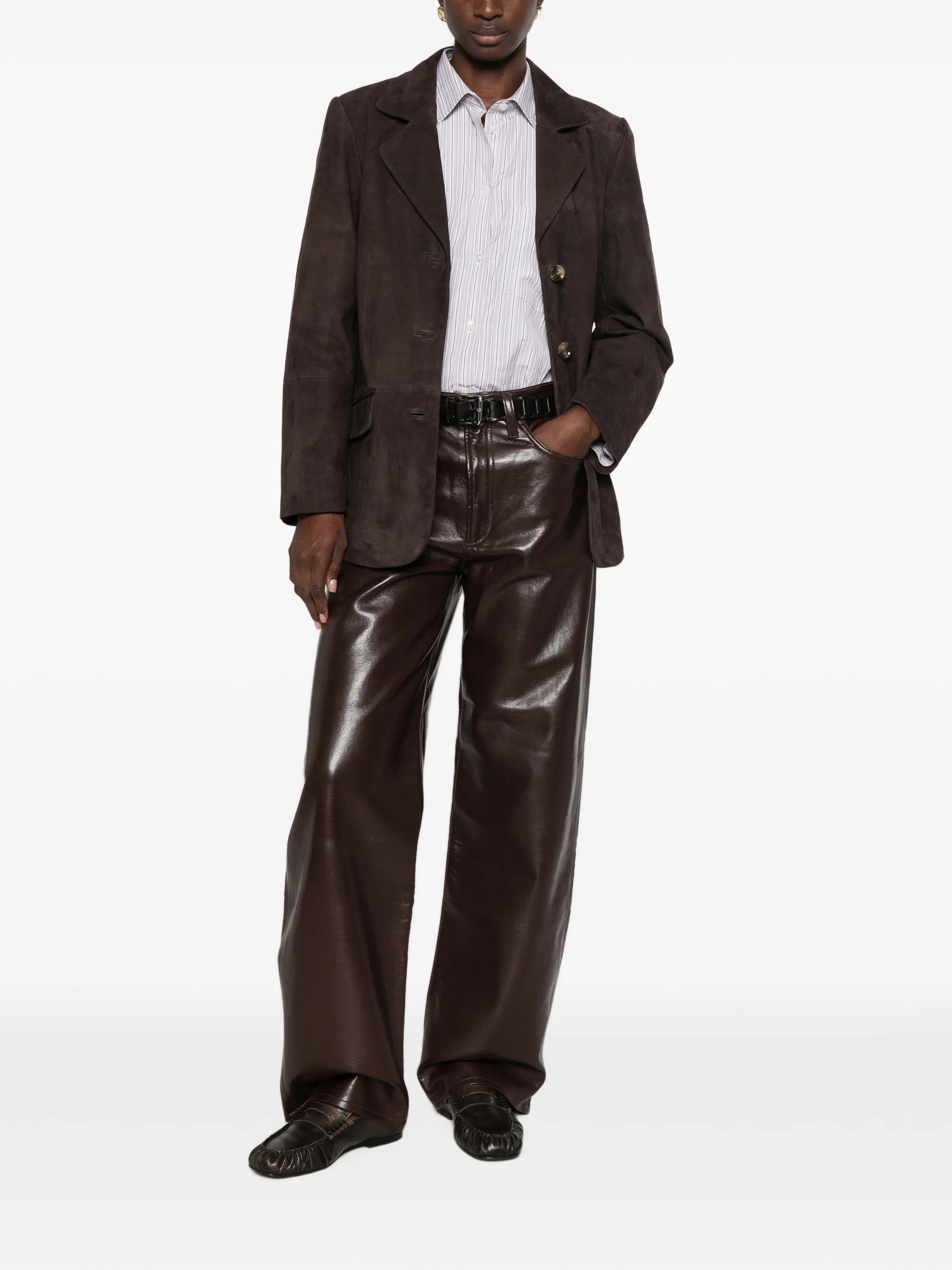 Arc leather trousers in Madera