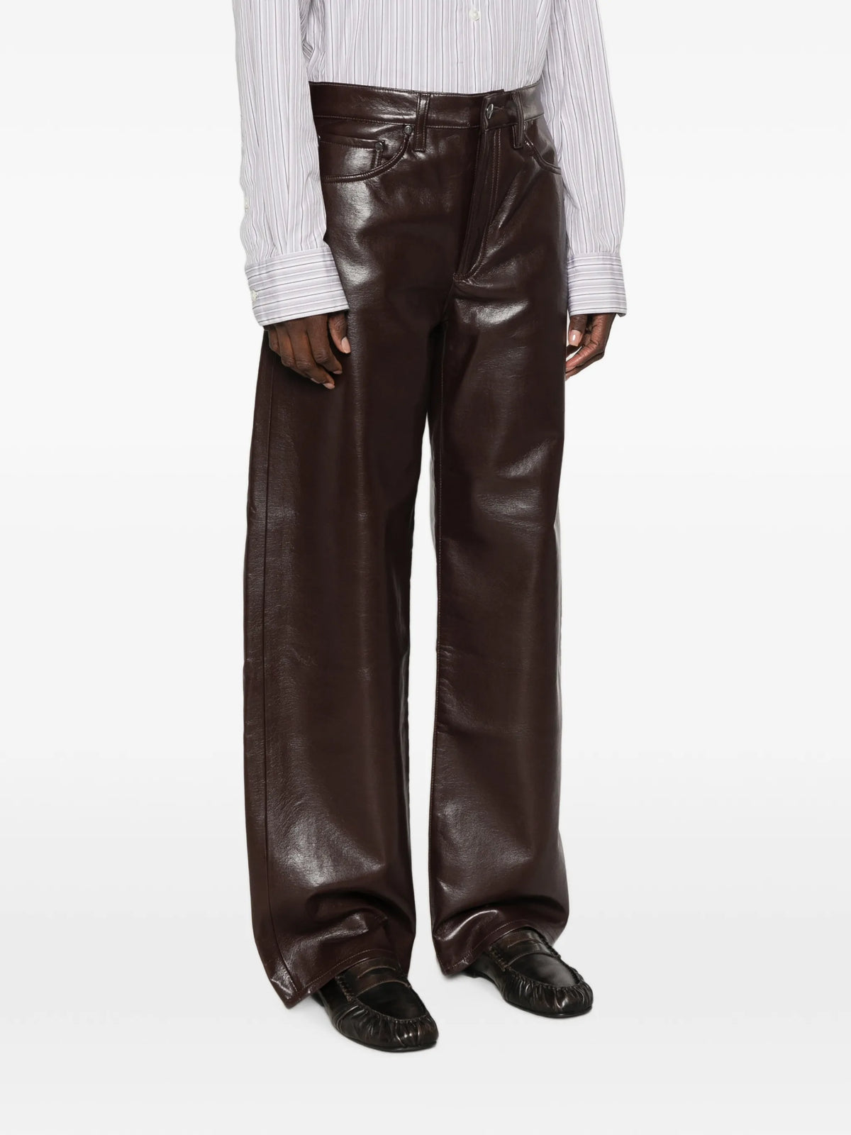 Arc leather trousers in Madera