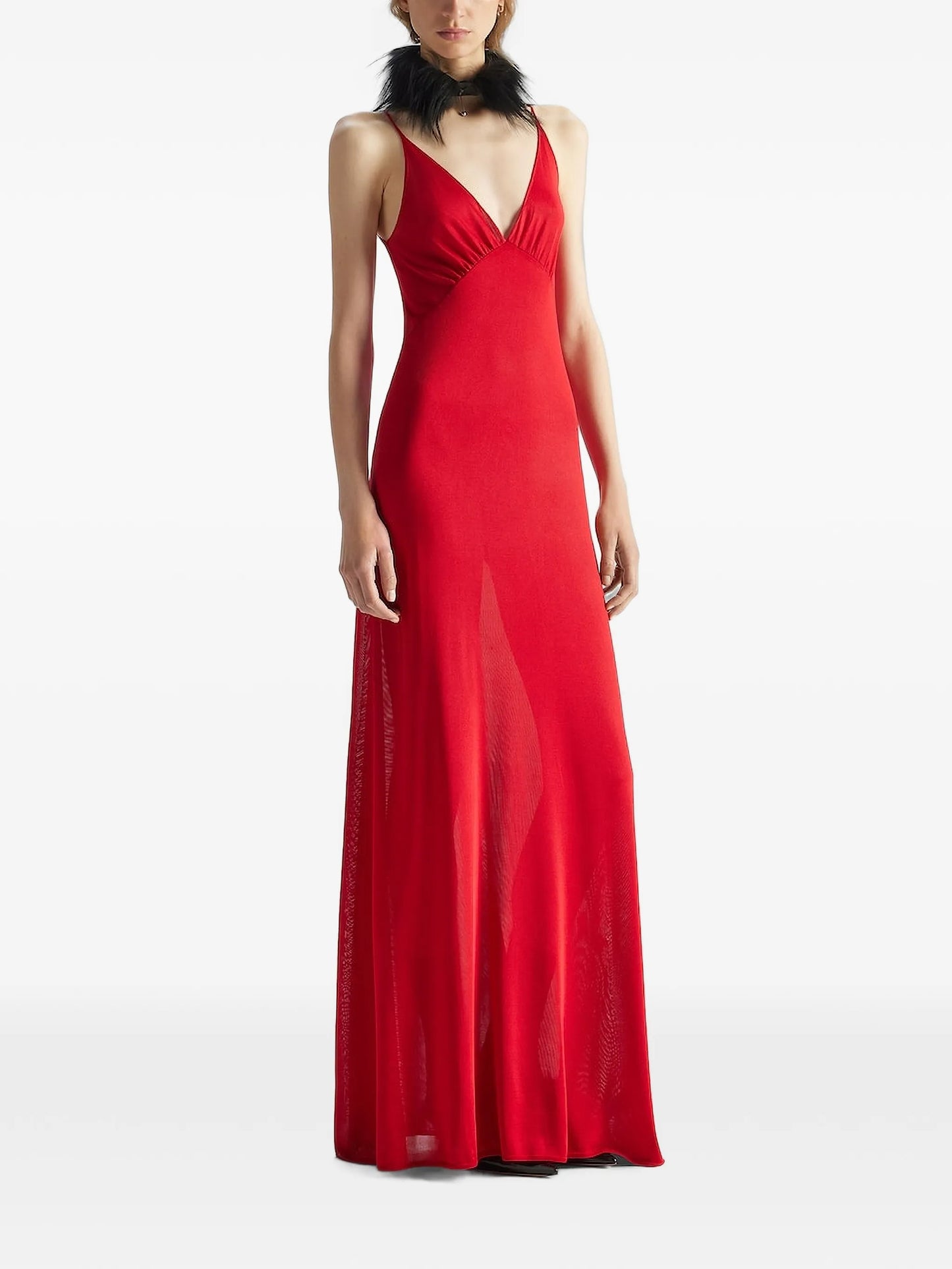 V-neck silk dress