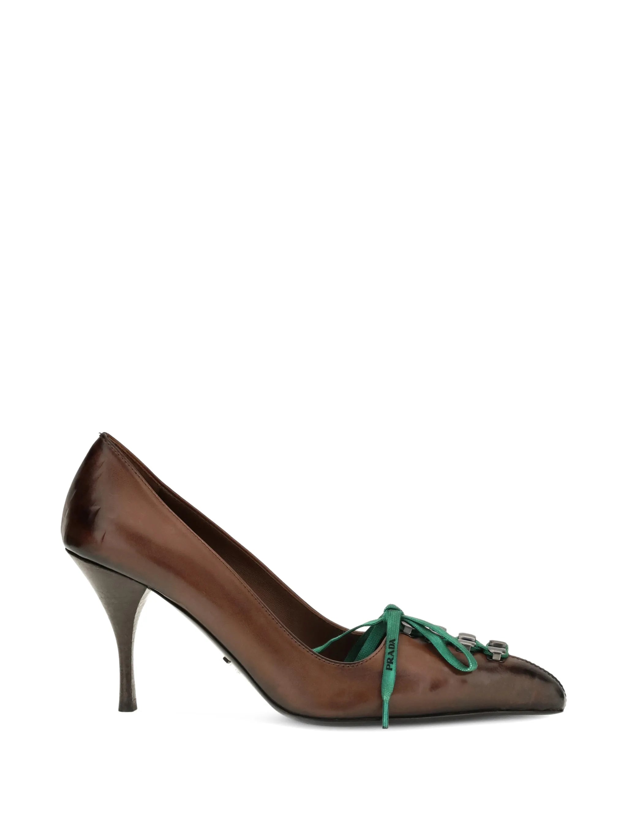 lace-up pointed-toe pumps