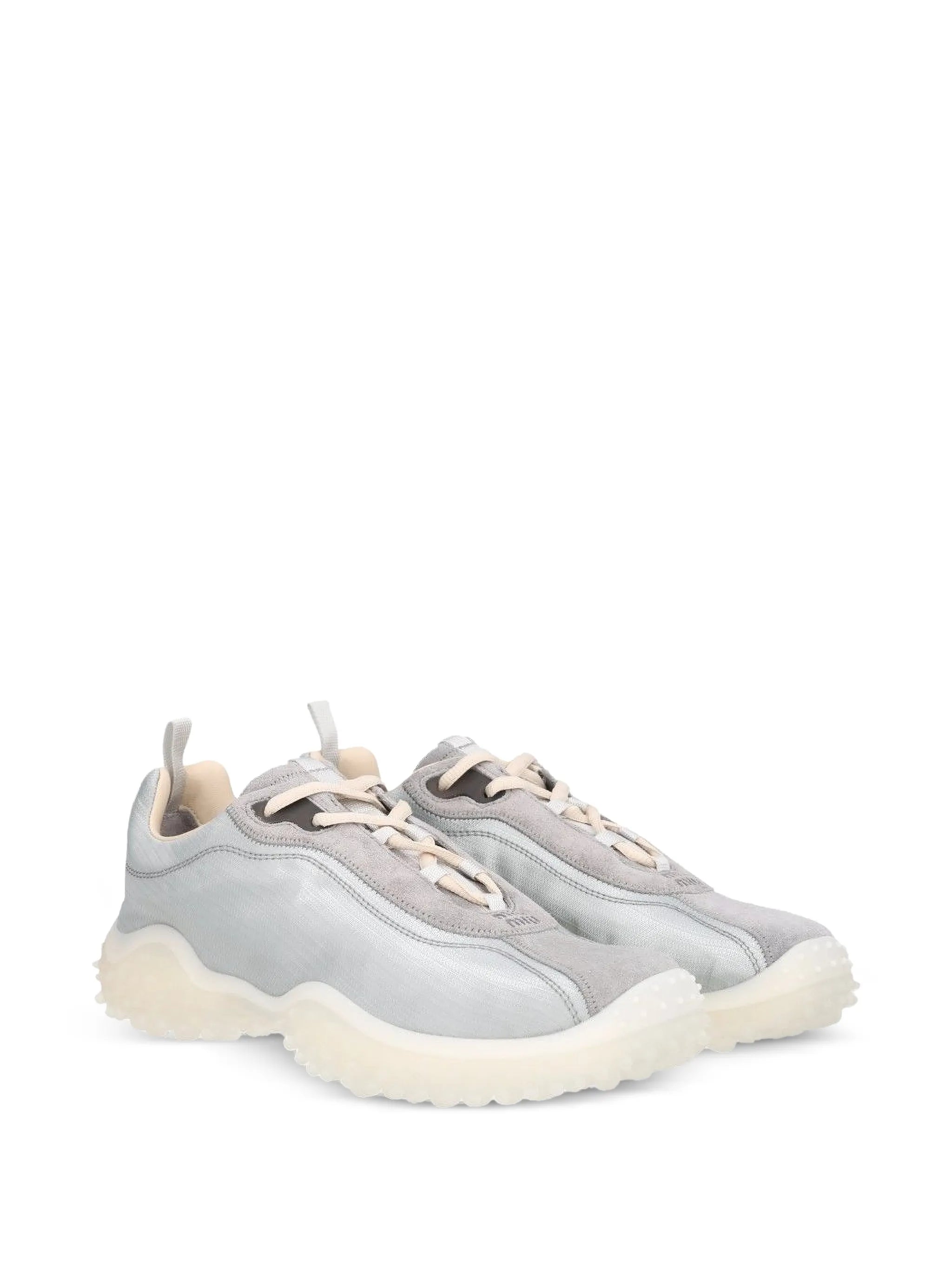 Bubble technical fabric and suede sneakers
