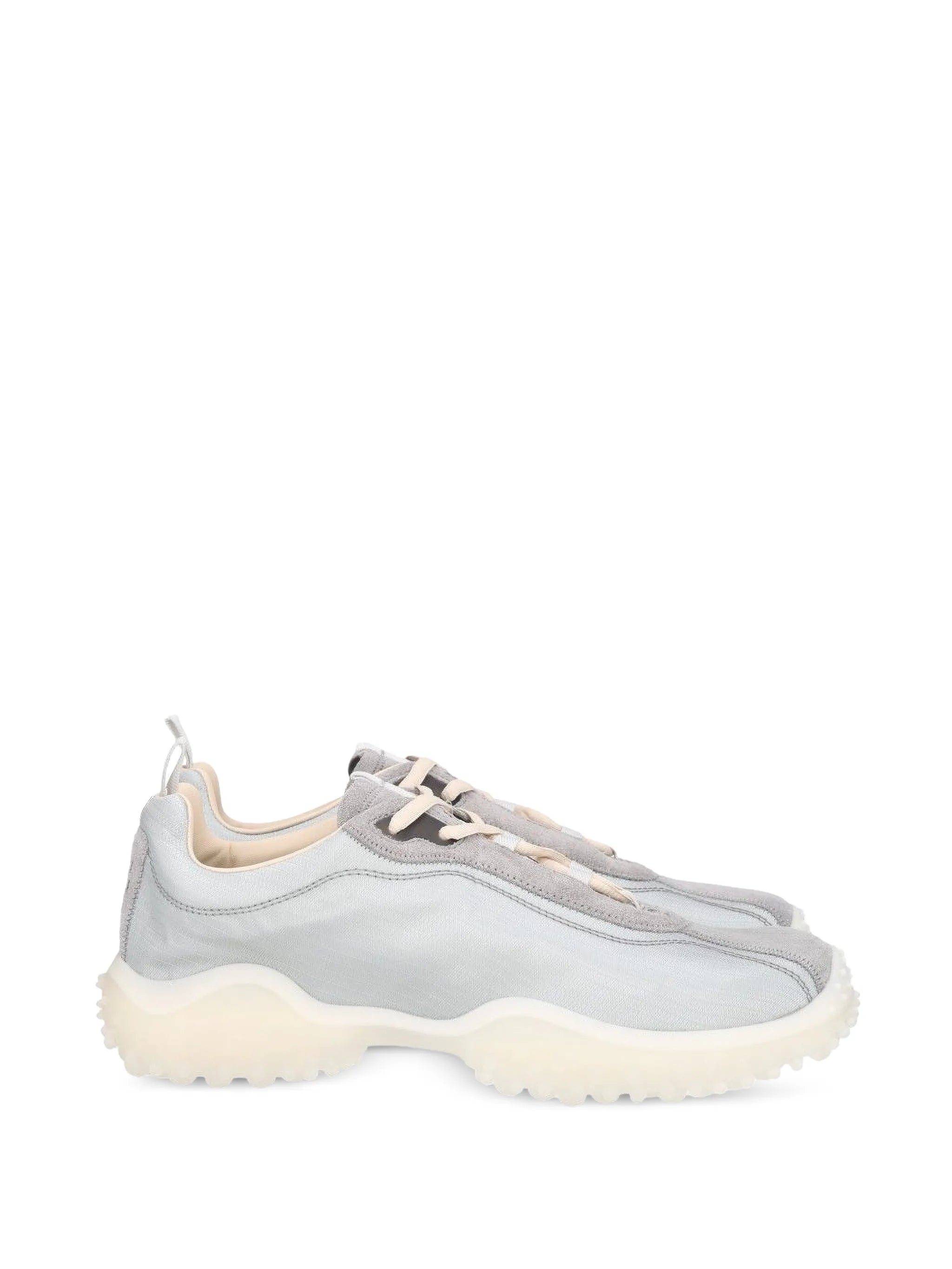 Bubble technical fabric and suede sneakers