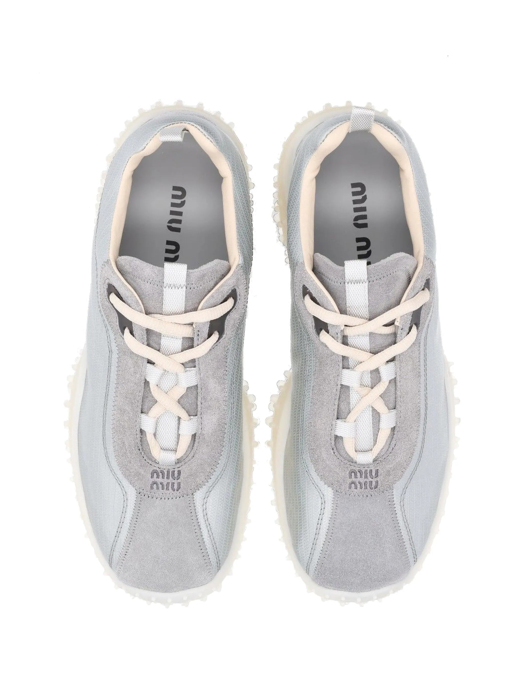Bubble technical fabric and suede sneakers