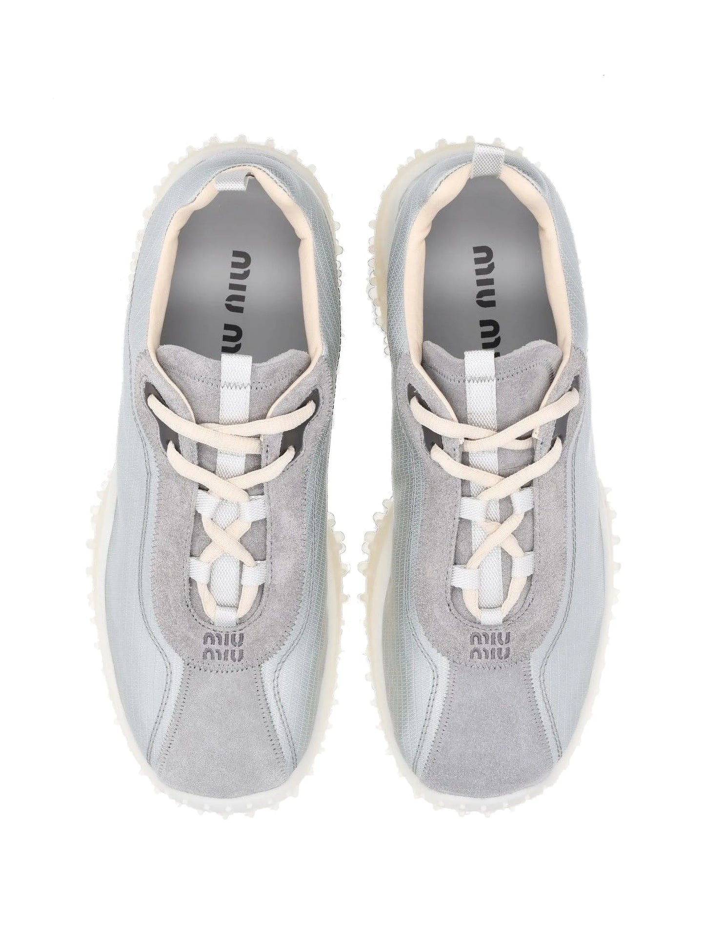 Bubble technical fabric and suede sneakers