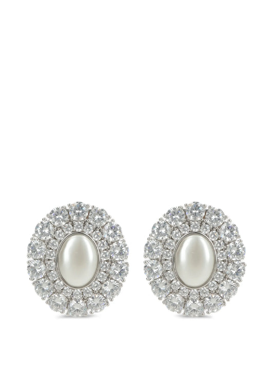 crystal-embellished oval earrings