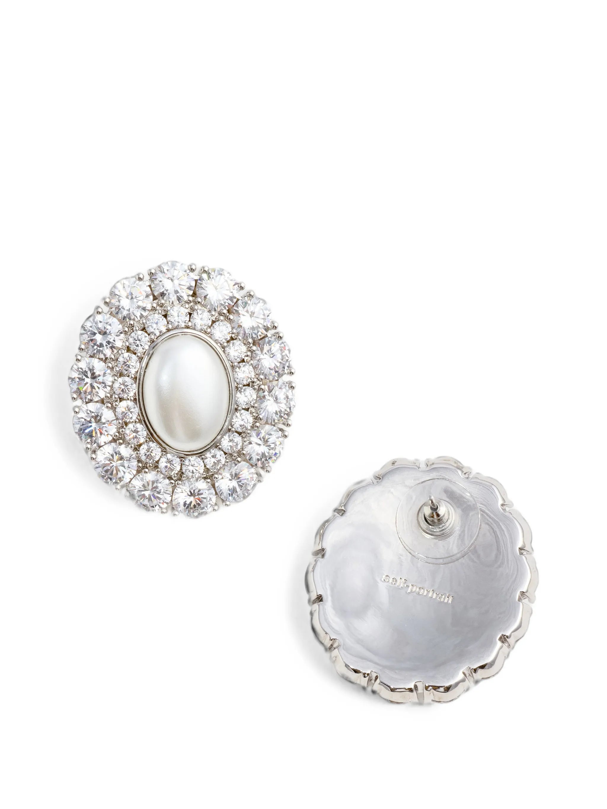 crystal-embellished oval earrings