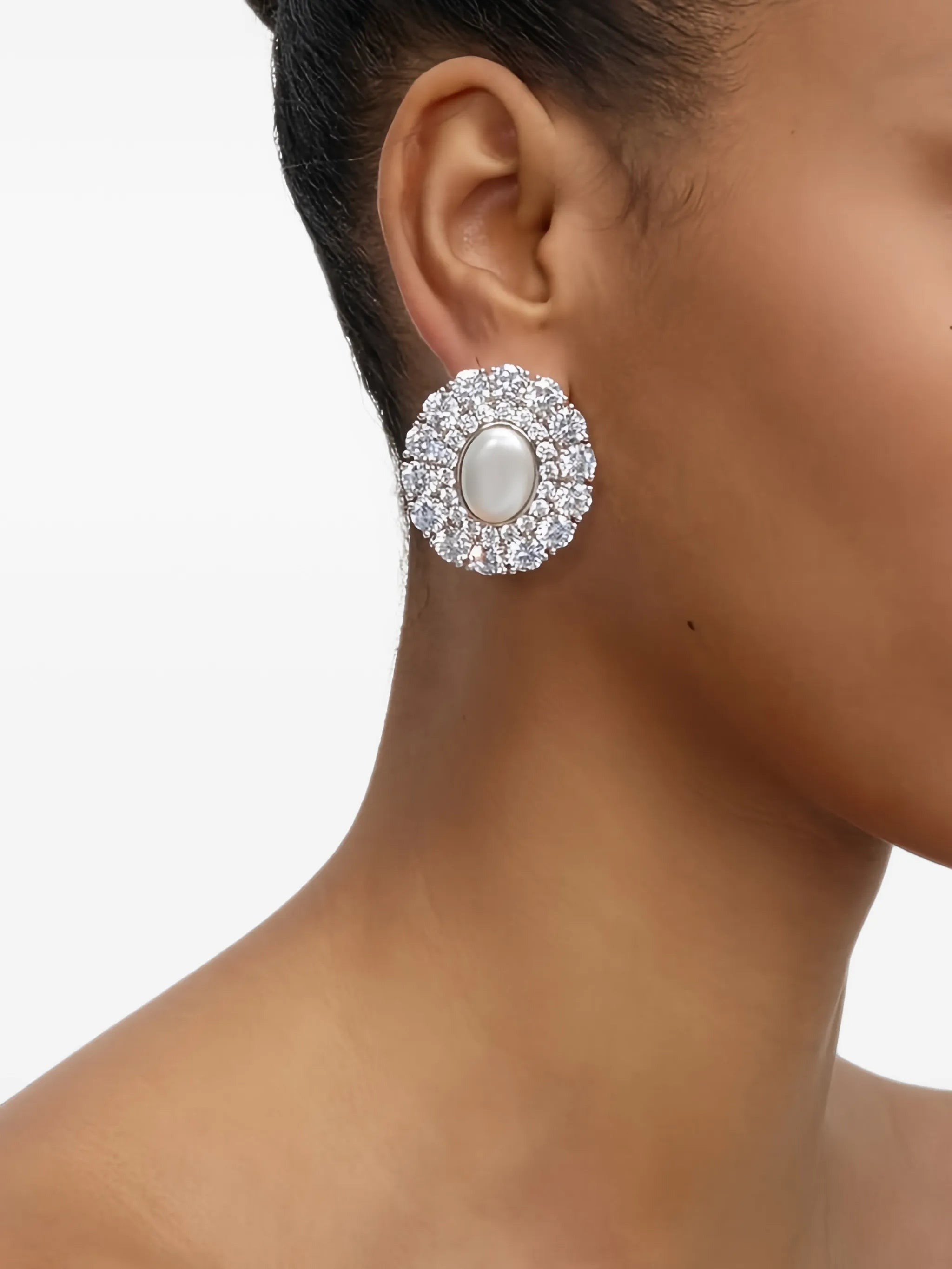 crystal-embellished oval earrings