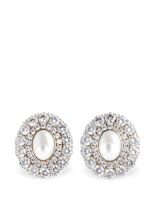 crystal-embellished oval earrings