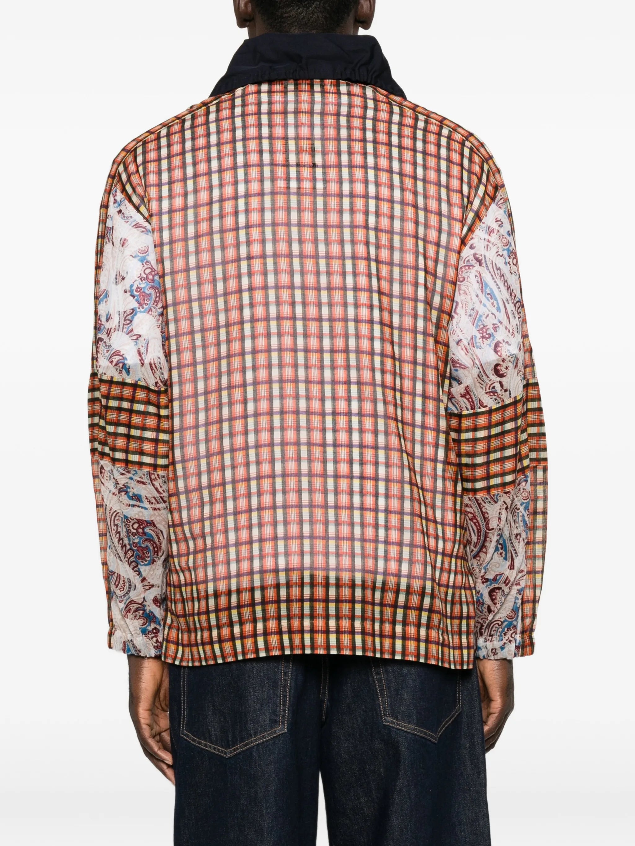 check paisley-print polo shirt