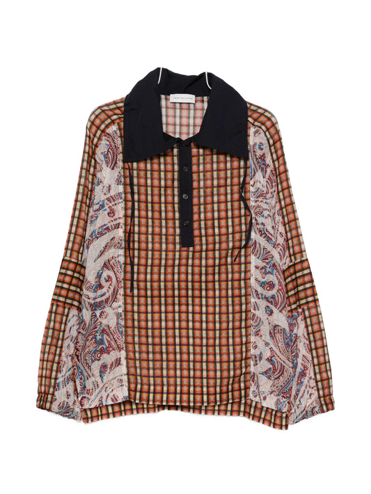 check paisley-print polo shirt