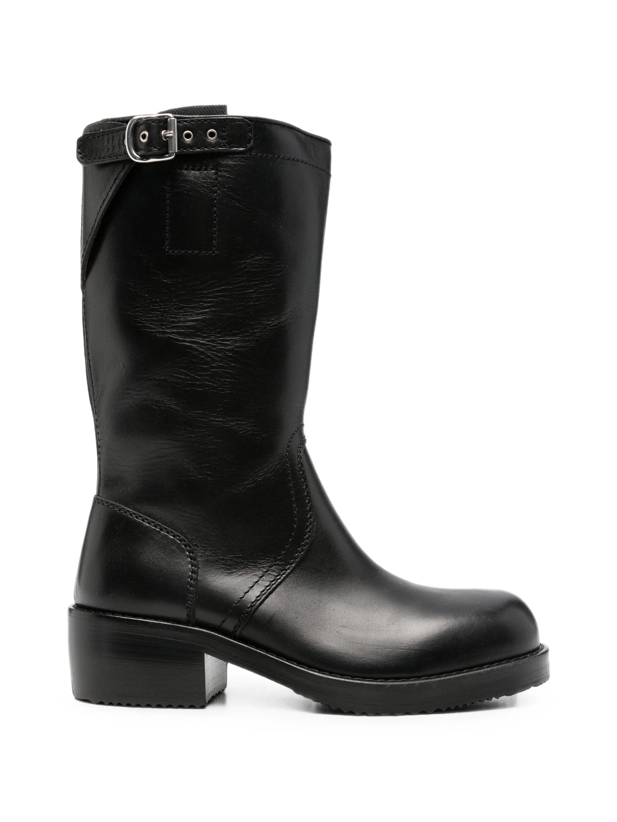 buckle-detail leather biker boots