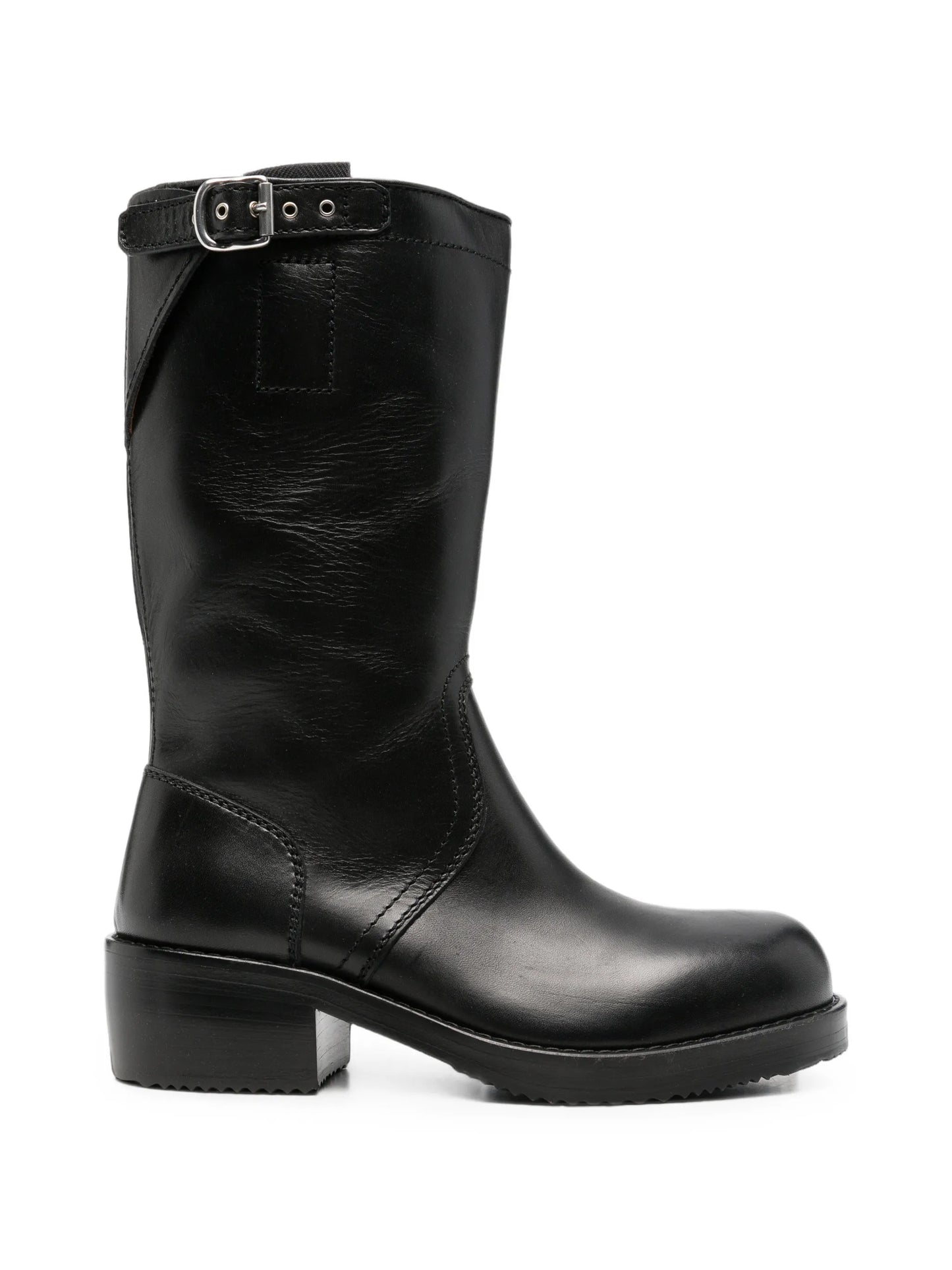 buckle-detail leather biker boots