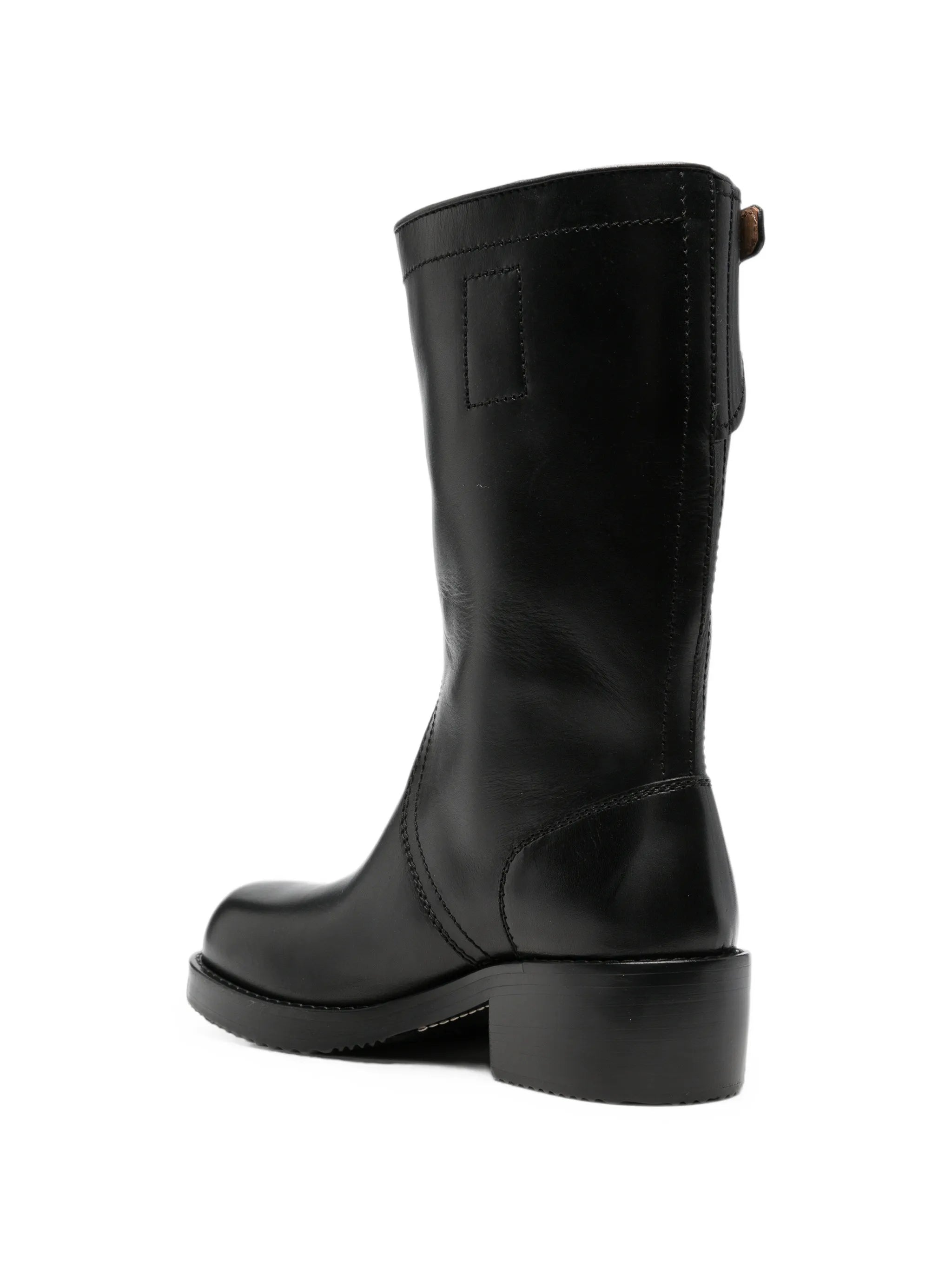 buckle-detail leather biker boots