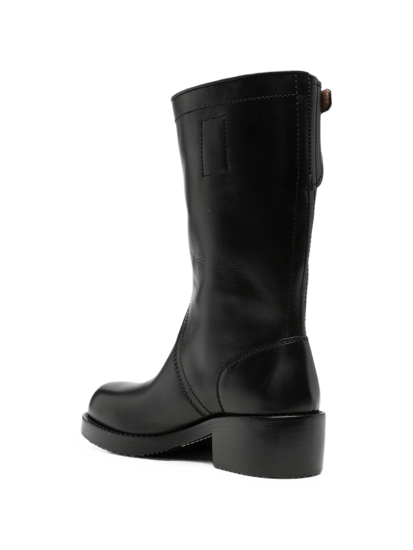 buckle-detail leather biker boots