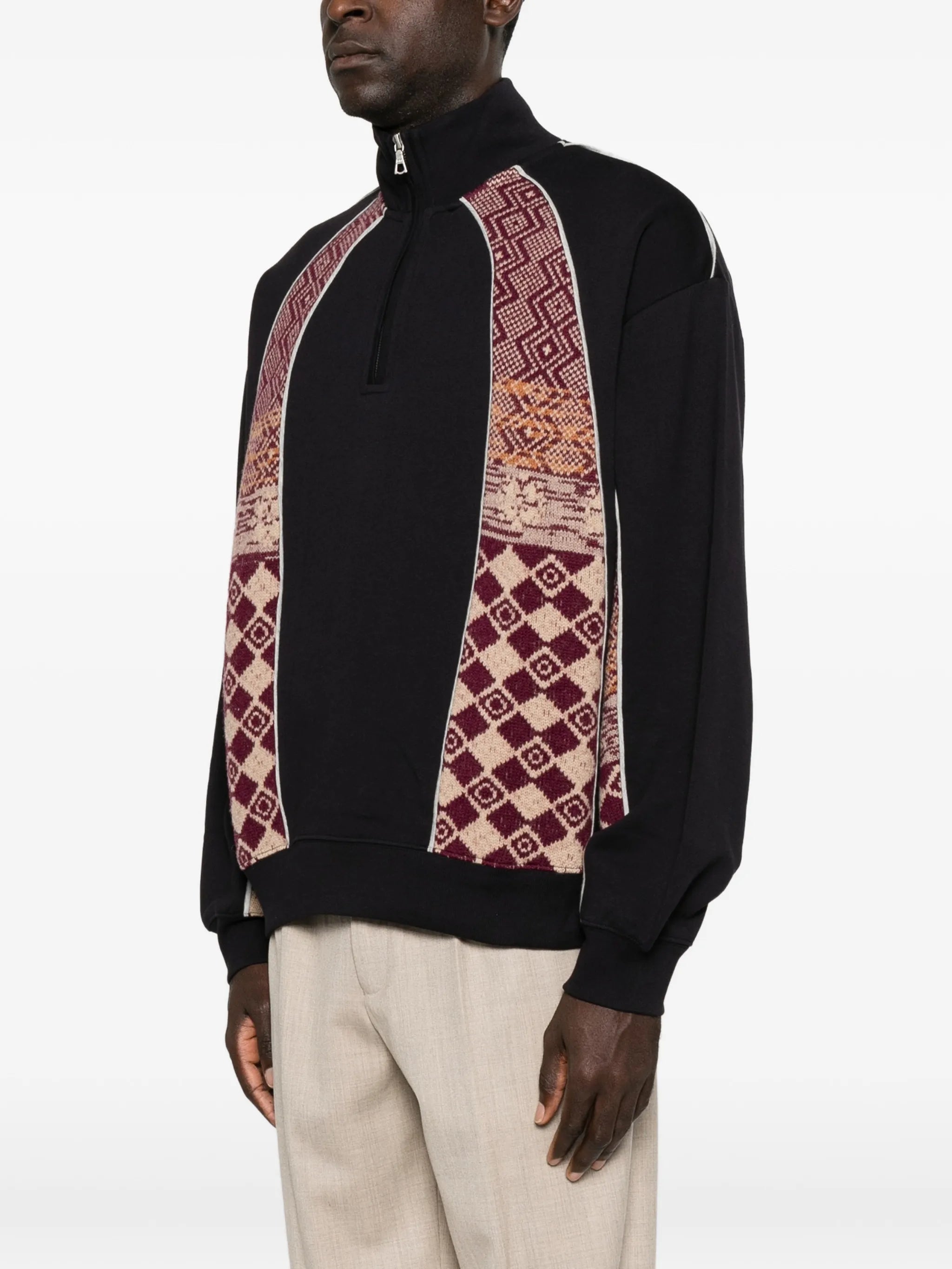 patterned quarter-zip sweatshirt