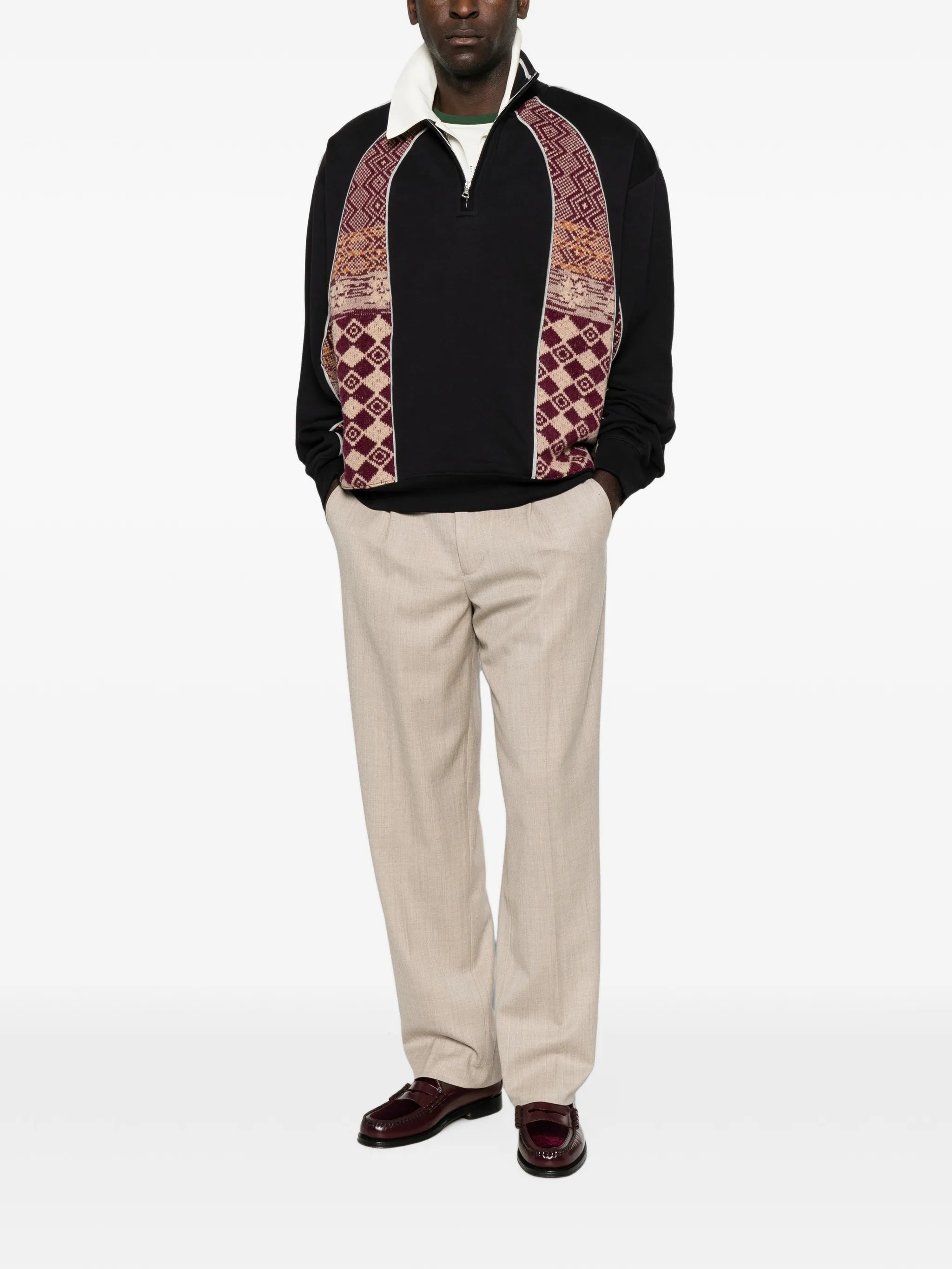 patterned quarter-zip sweatshirt