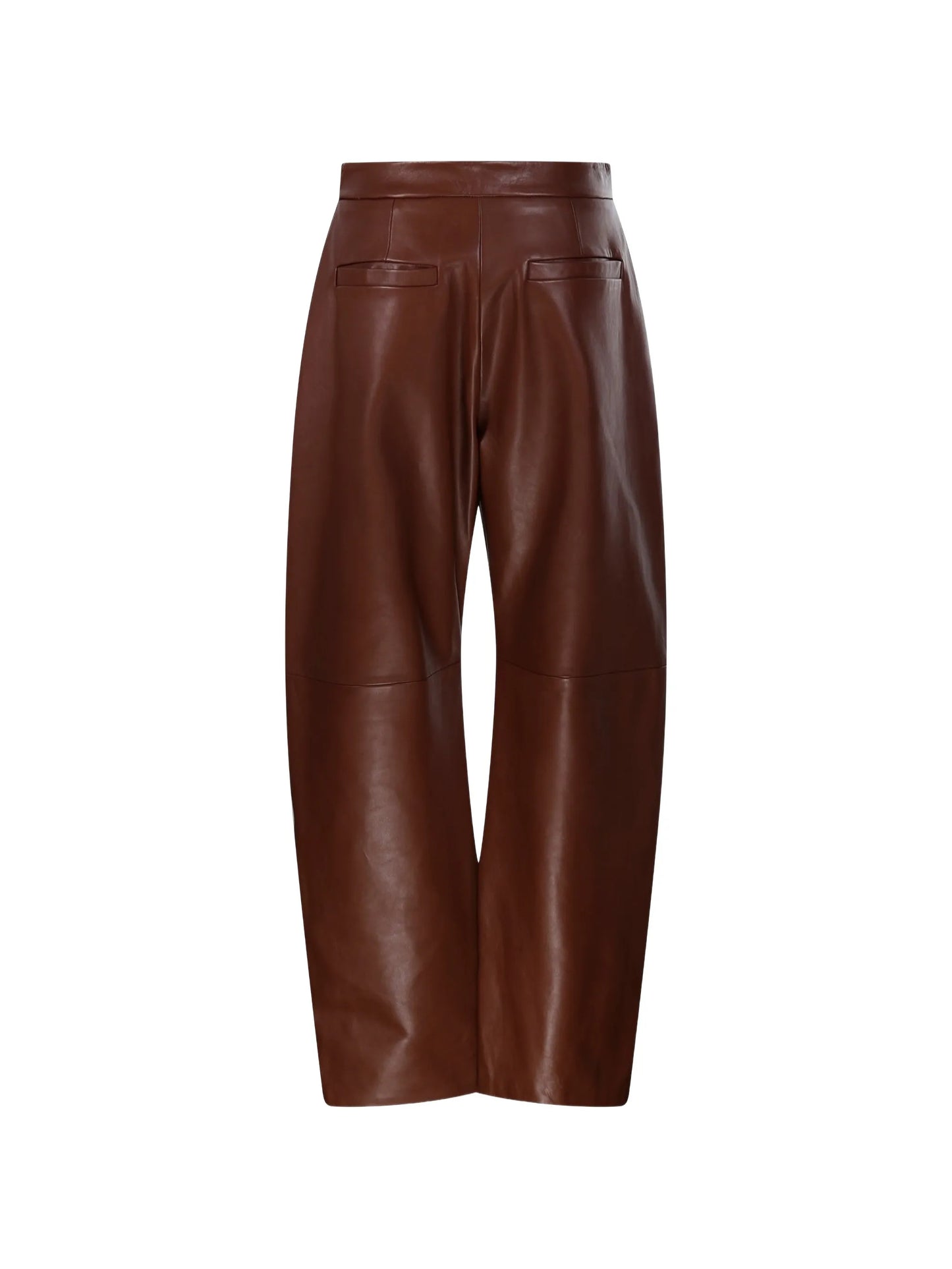 button-detail leather trousers