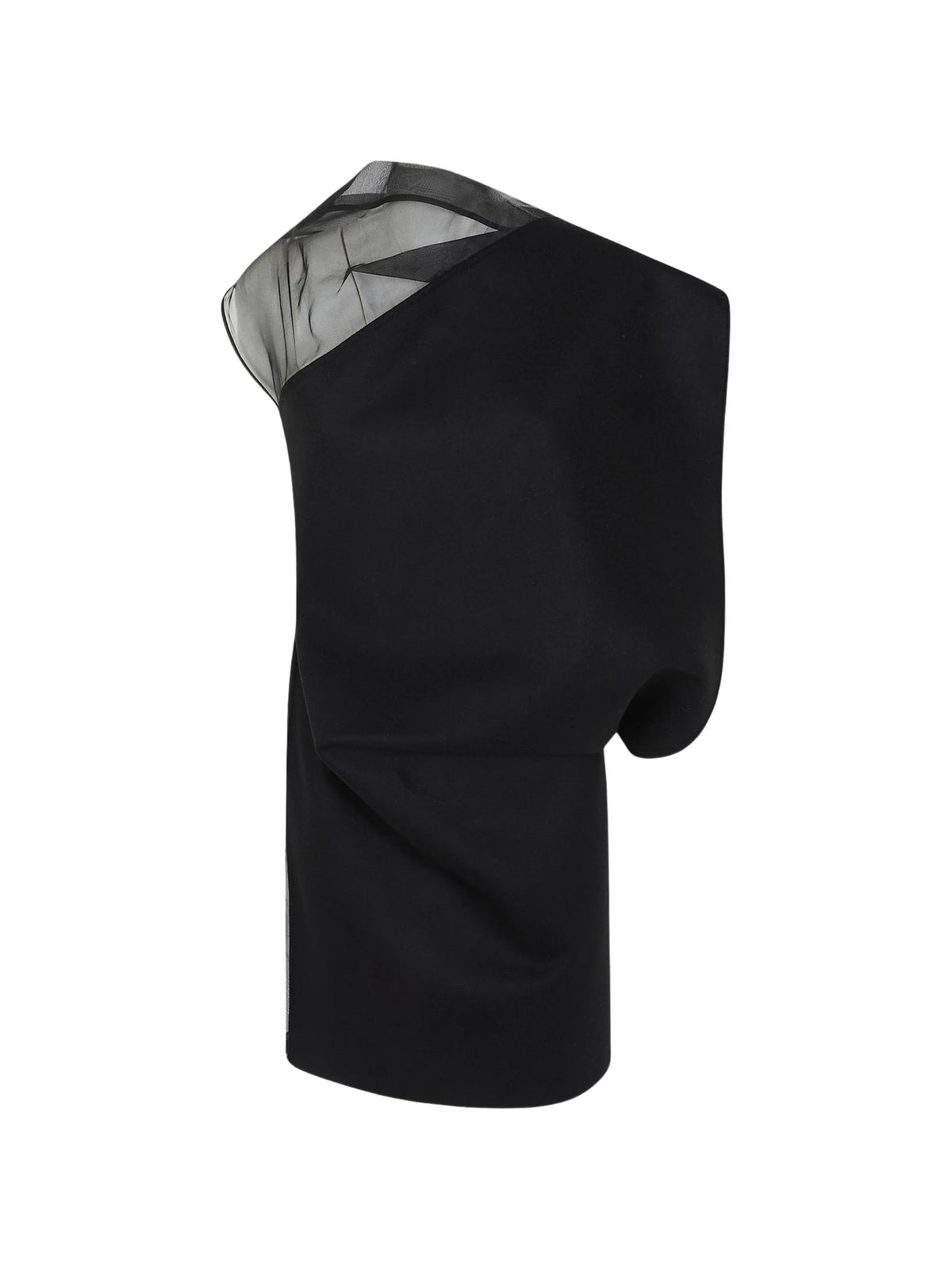 asymmetric-neck midi dress