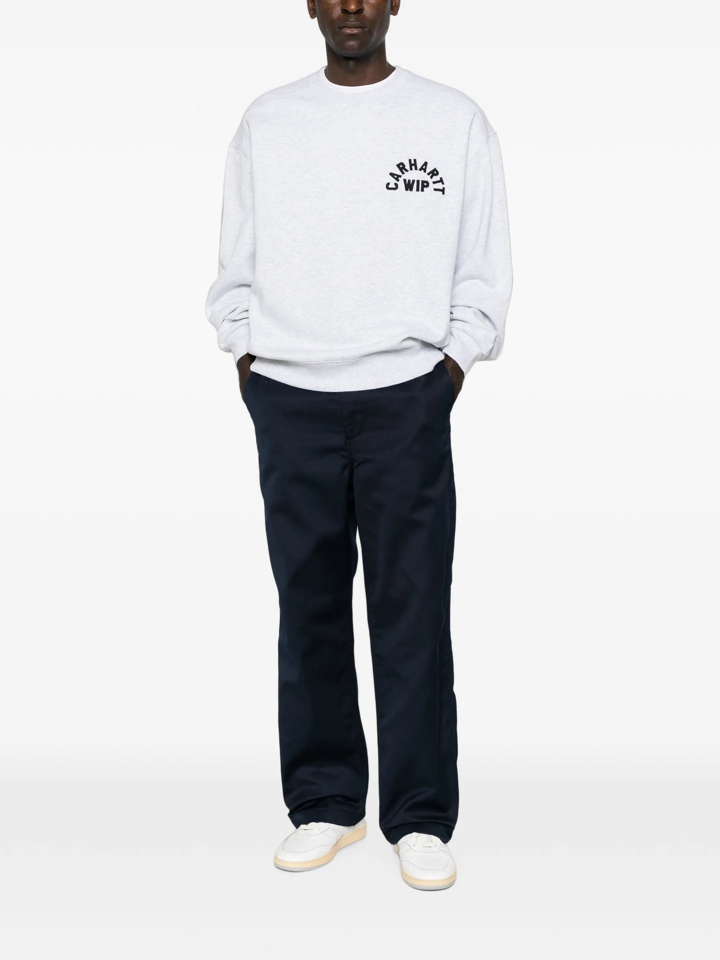logo-patch straight-leg trousers