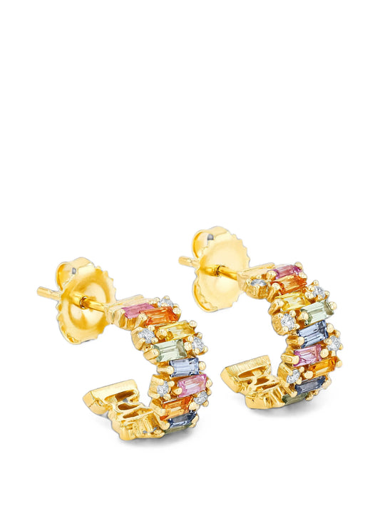 Fireworks sapphire and diamond hoop earrings