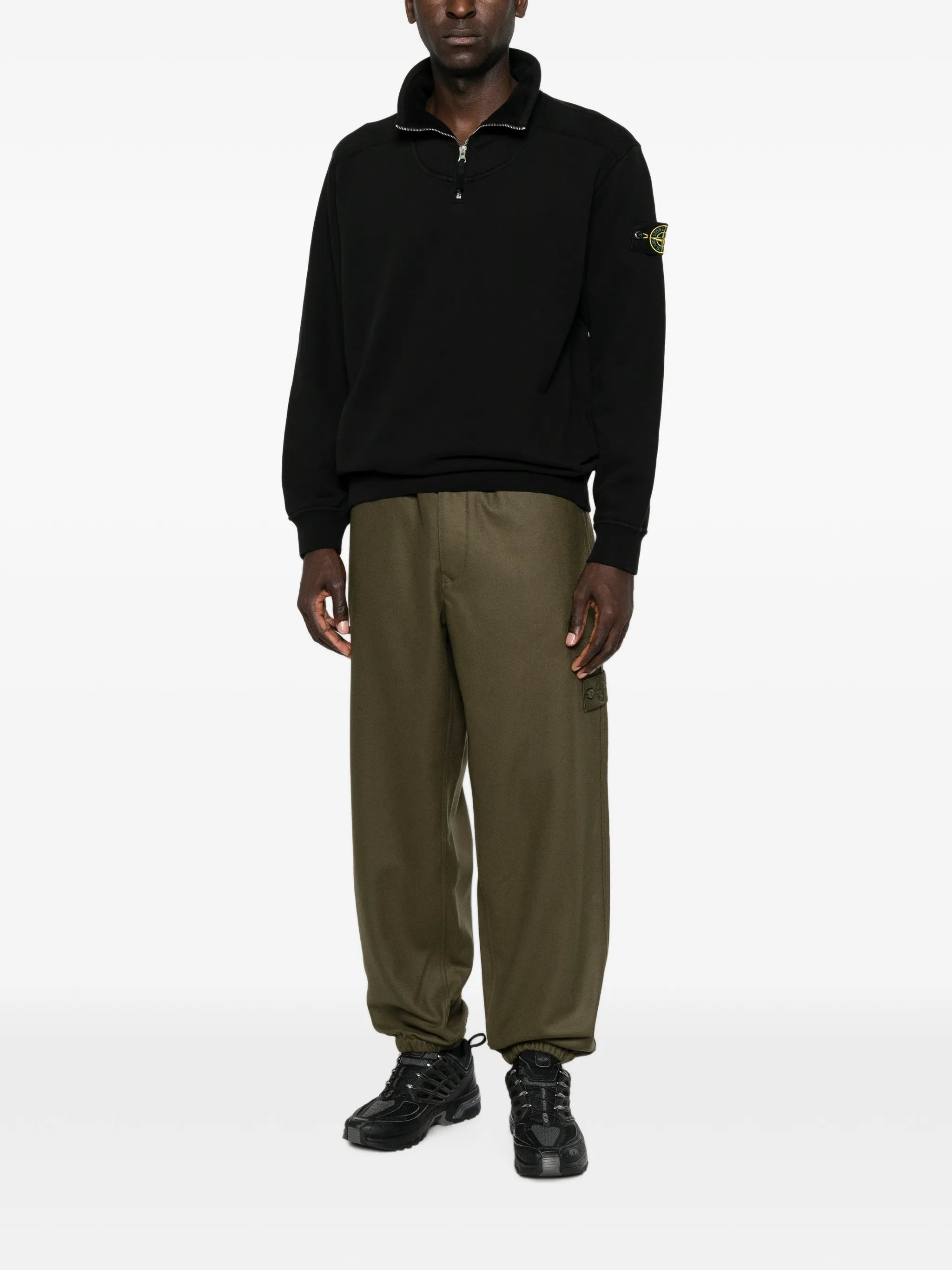 Compass-patch quarter-zip sweater