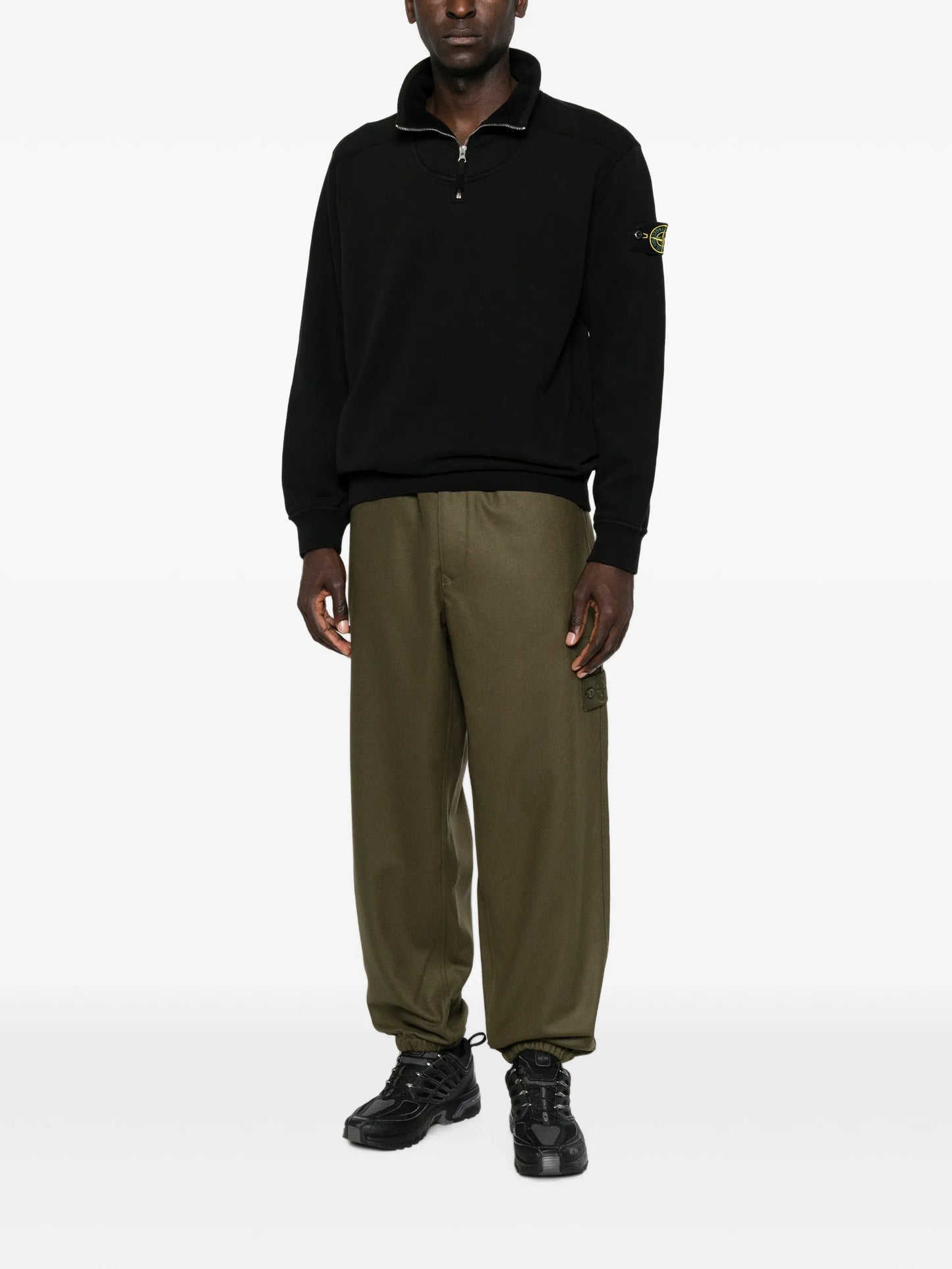 Compass-patch quarter-zip sweater